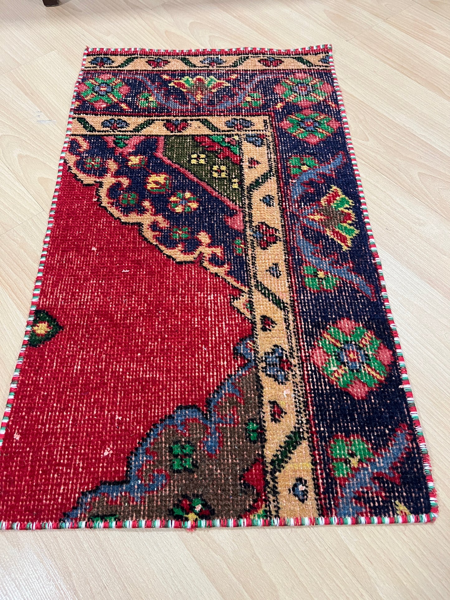 Hand-Knotted Vintage Turkish Rug (1'4" x 2'4")