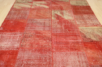 Hand-Knotted Patchwork Turkish Rug (6'4" x 9'10")