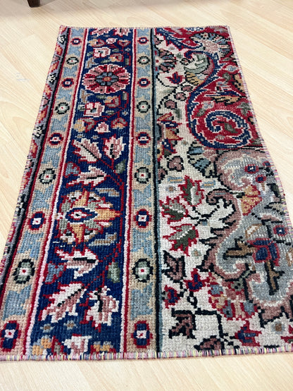 Hand-Knotted Vintage Turkish Rug (1'4" x 2'4")