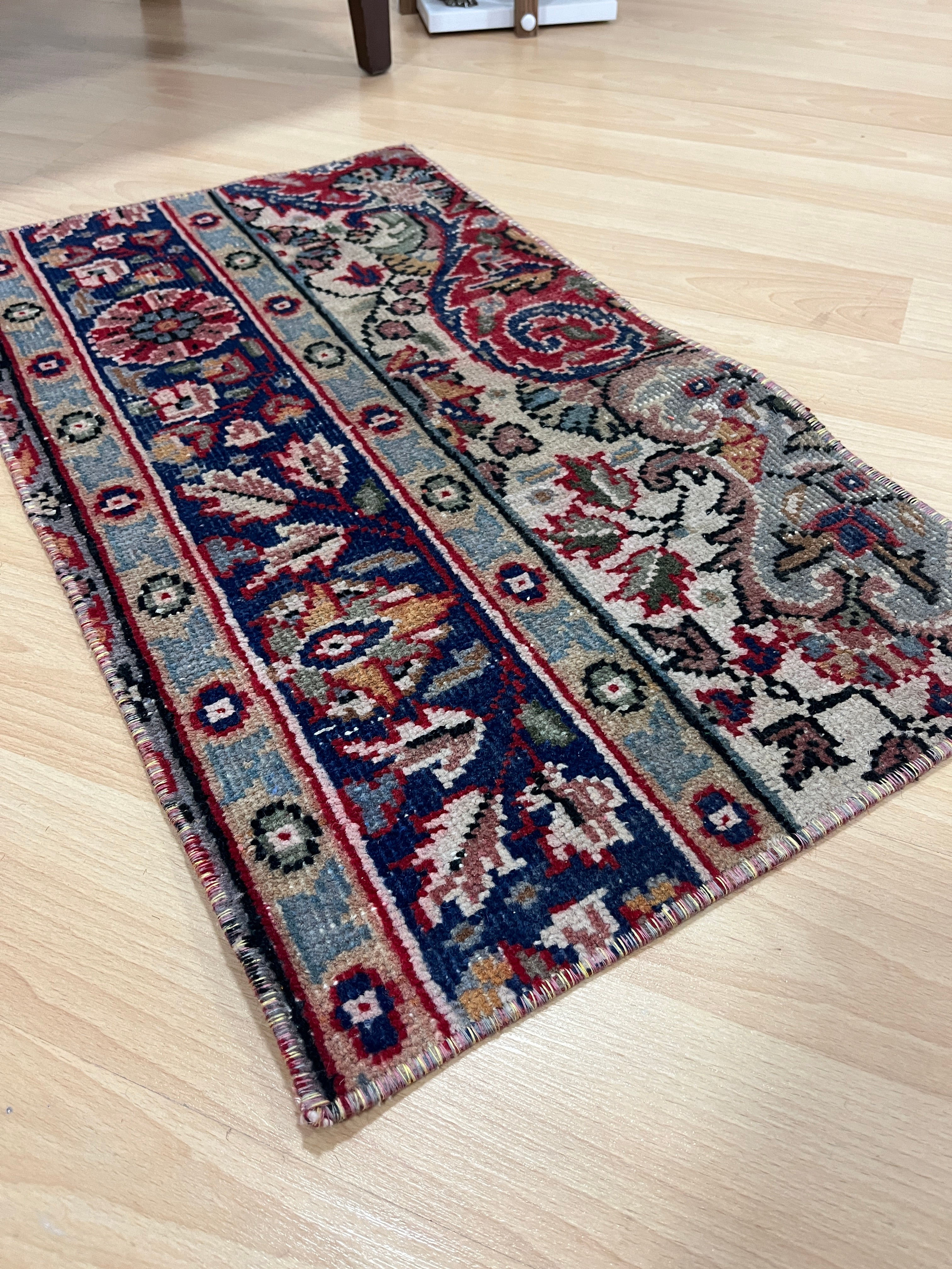 Turkish Vintage Hand-Knotted Wool Rug