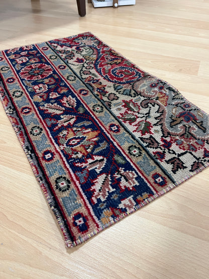 Hand-Knotted Vintage Turkish Rug (1'4" x 2'4")