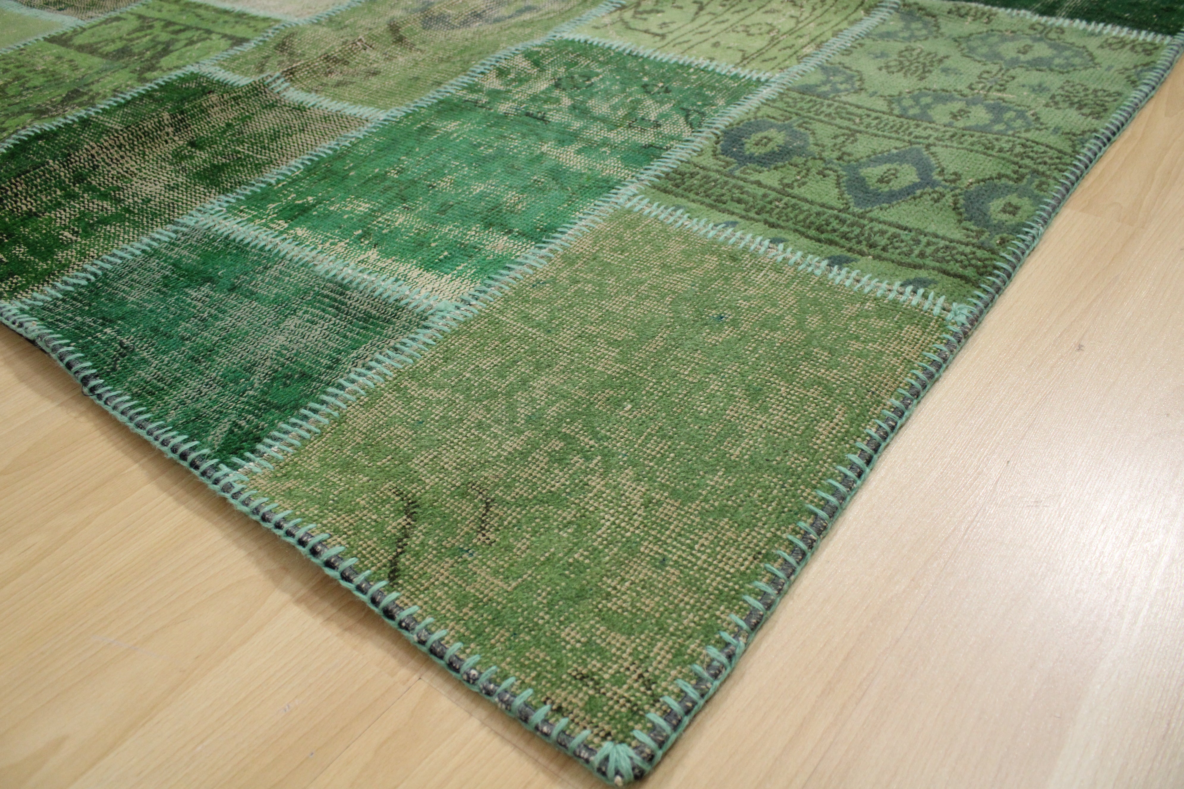 Turkish Patchwork Hand-Knotted Wool Rug