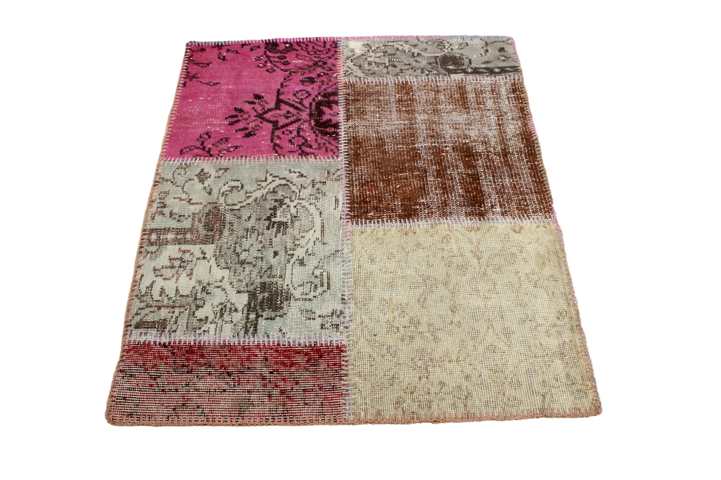 Hand-Knotted Patchwork Turkish Rug (3'0" x 3'5")