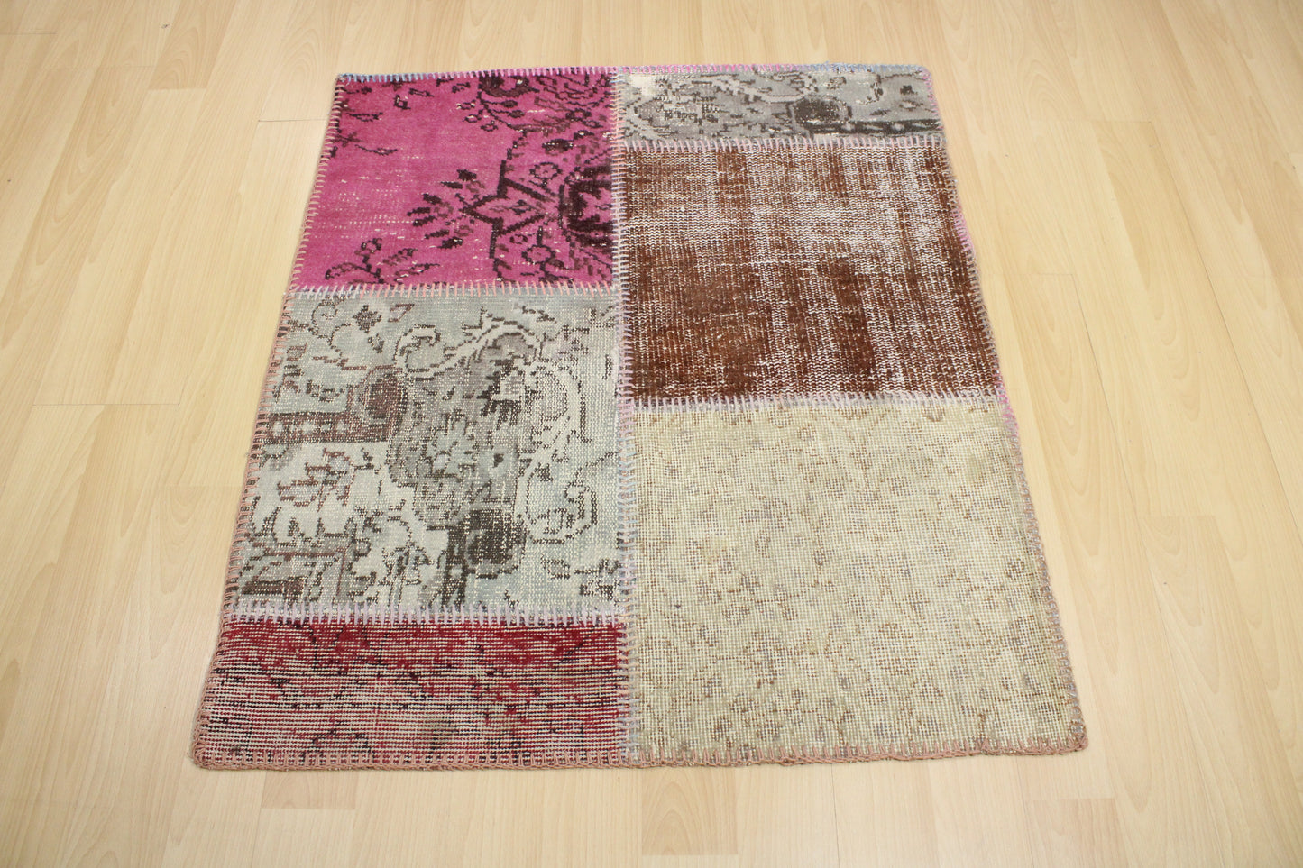 Hand-Knotted Patchwork Turkish Rug (3'0" x 3'5")