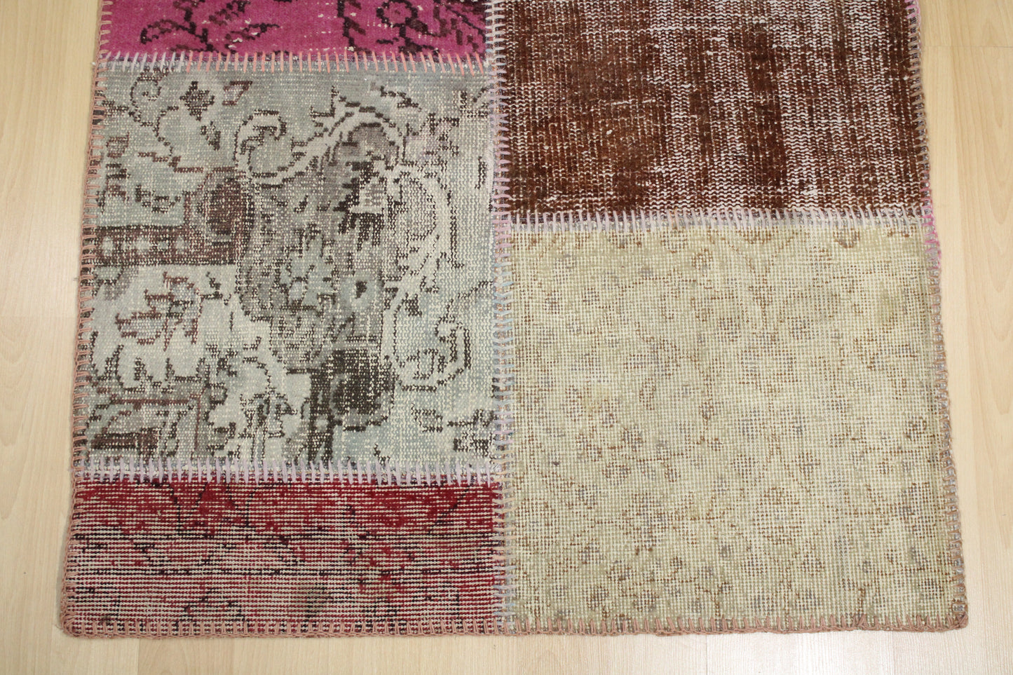 Hand-Knotted Patchwork Turkish Rug (3'0" x 3'5")