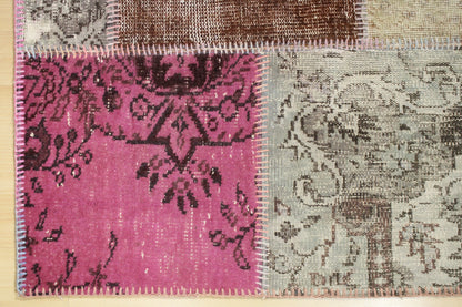 Hand-Knotted Patchwork Turkish Rug (3'0" x 3'5")