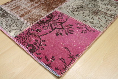 Hand-Knotted Patchwork Turkish Rug (3'0" x 3'5")