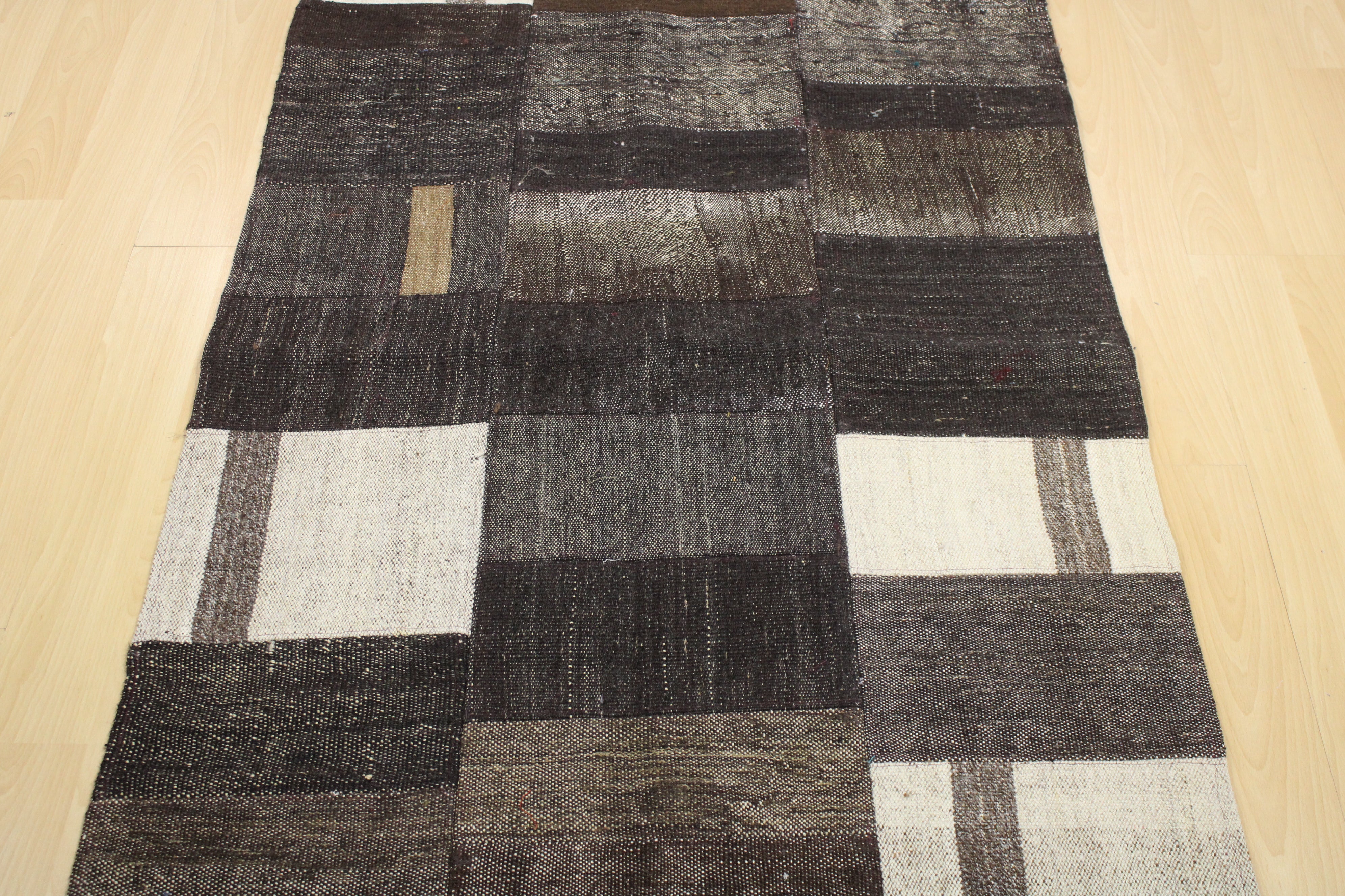 Turkish Patchwork Hand-Knotted Wool Rug