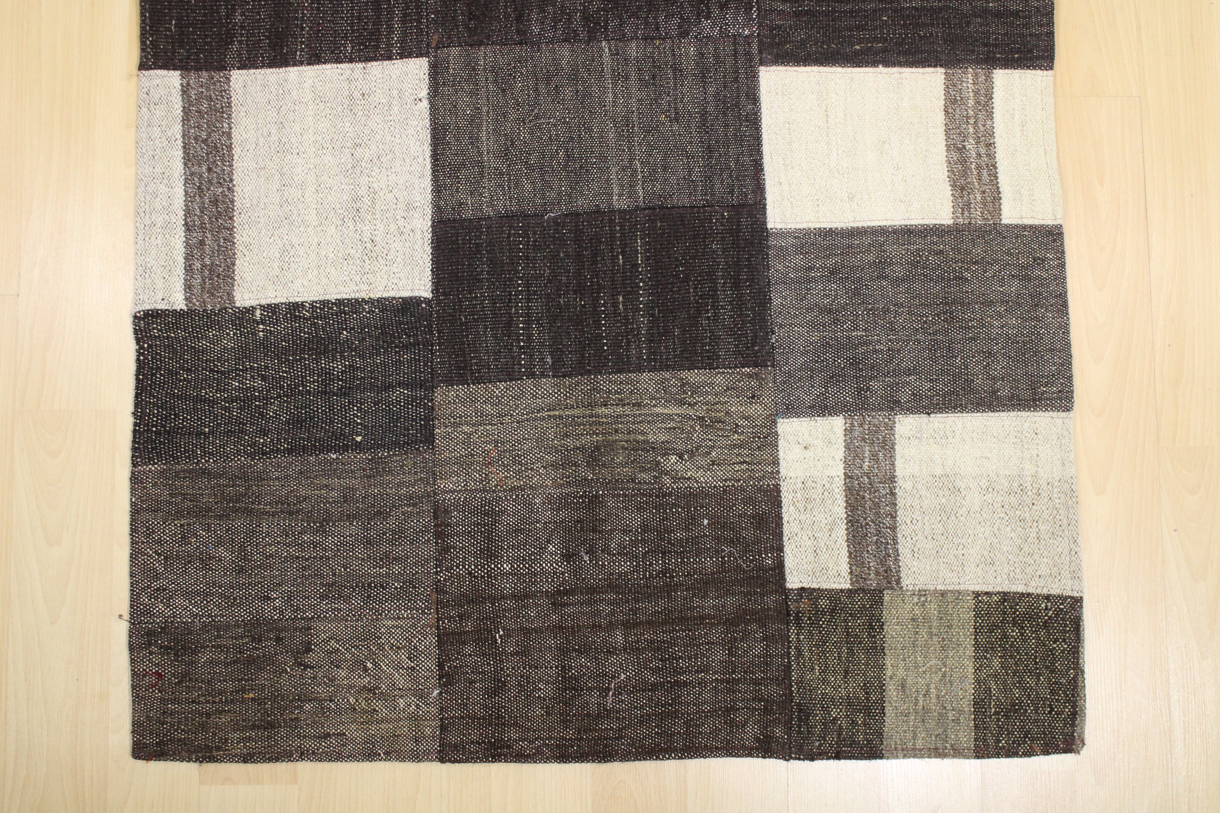 Turkish Patchwork Hand-Knotted Wool Rug