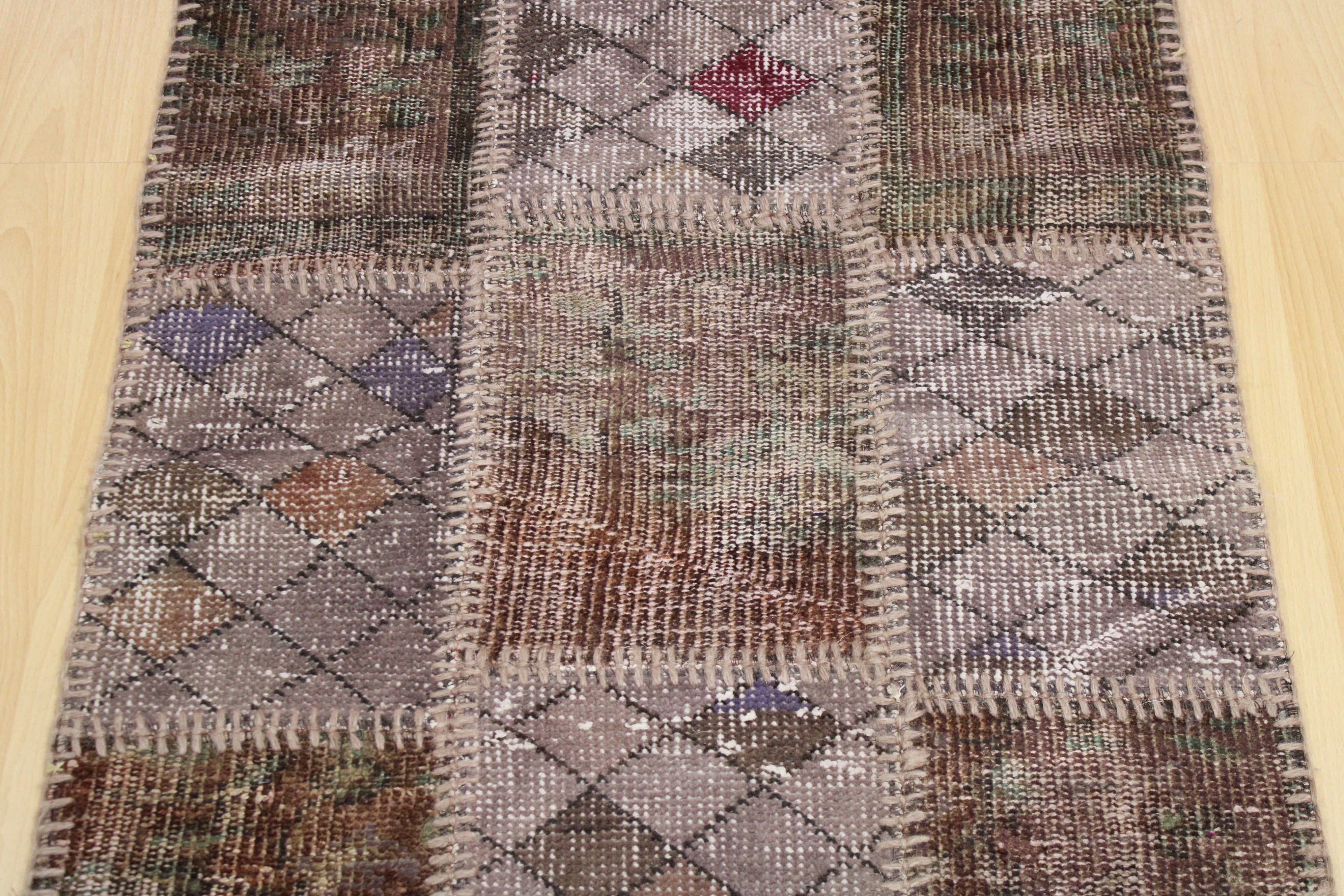 Turkish Patchwork Hand-Knotted Wool Rug