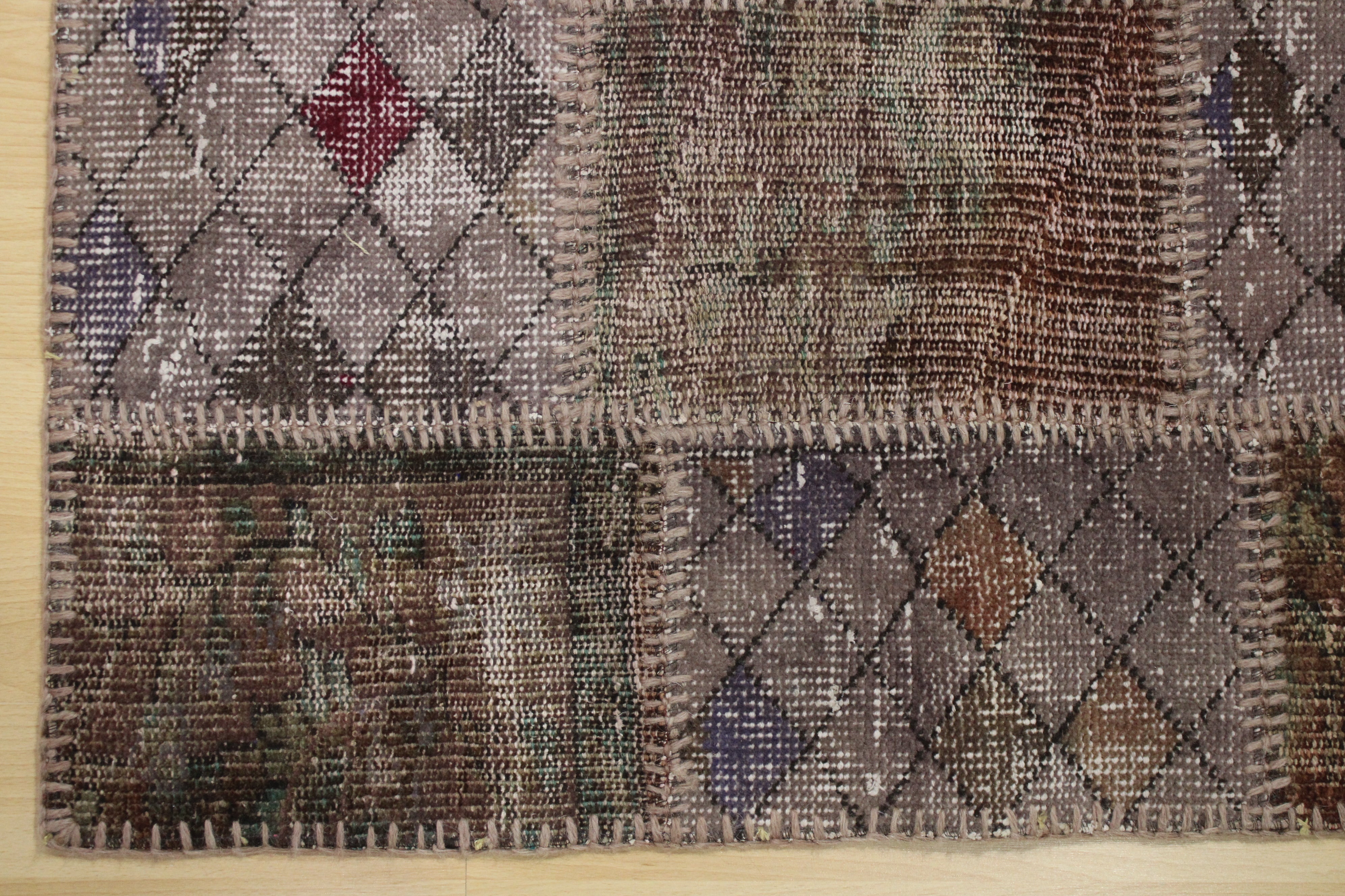 Turkish Patchwork Hand-Knotted Wool Rug
