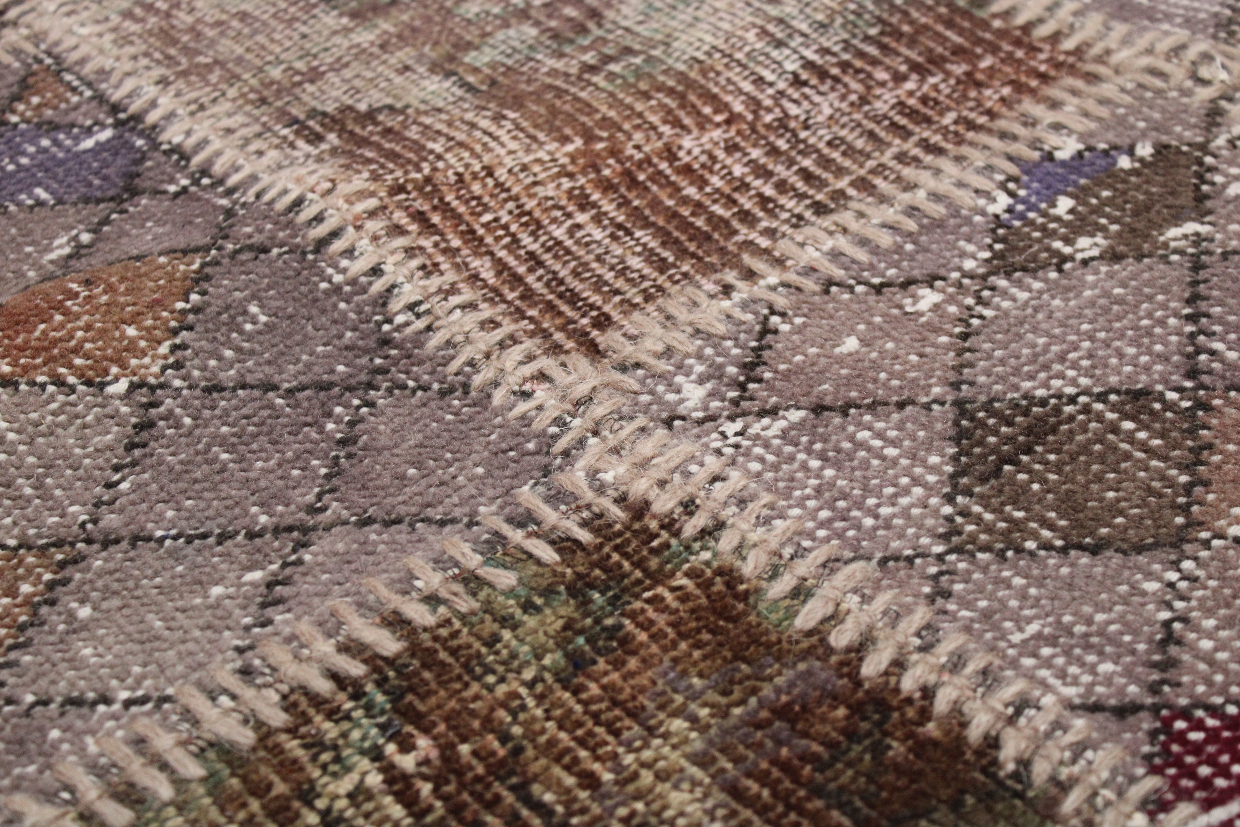 Turkish Patchwork Hand-Knotted Wool Rug