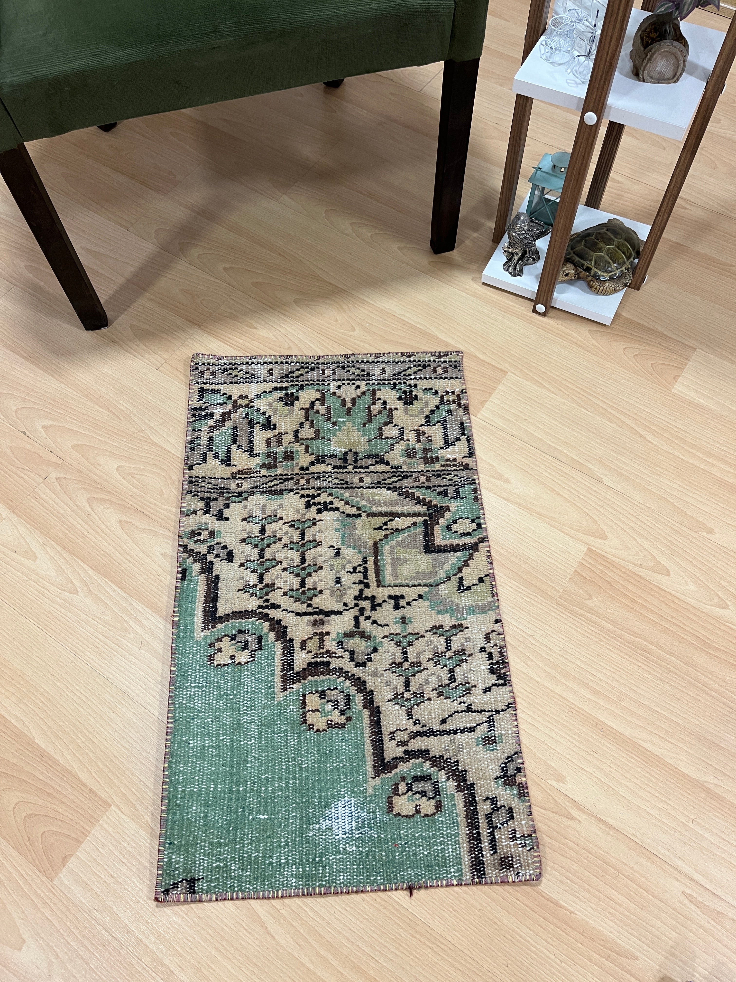 Turkish Vintage Hand-Knotted Wool Rug