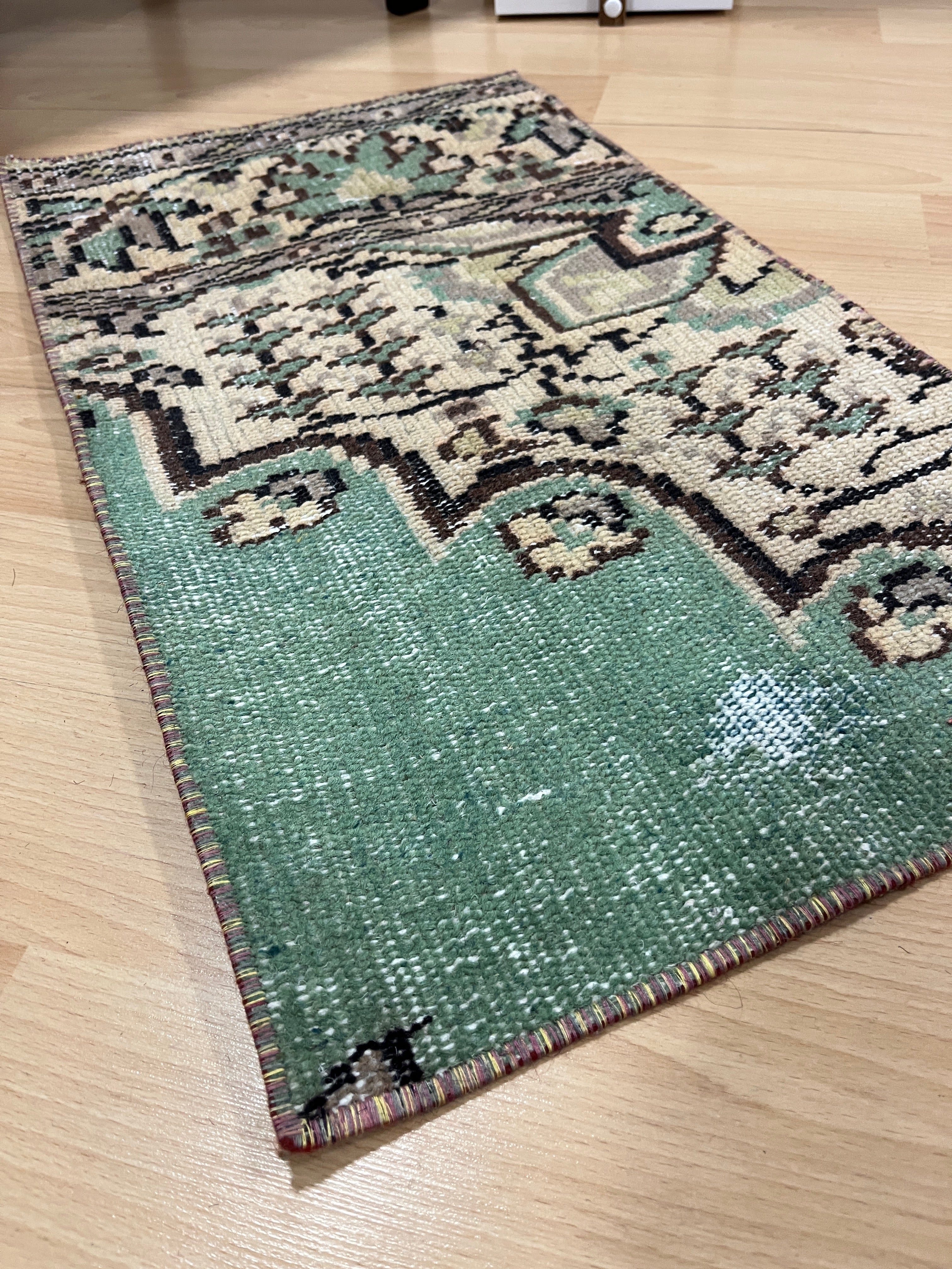 Turkish Vintage Hand-Knotted Wool Rug