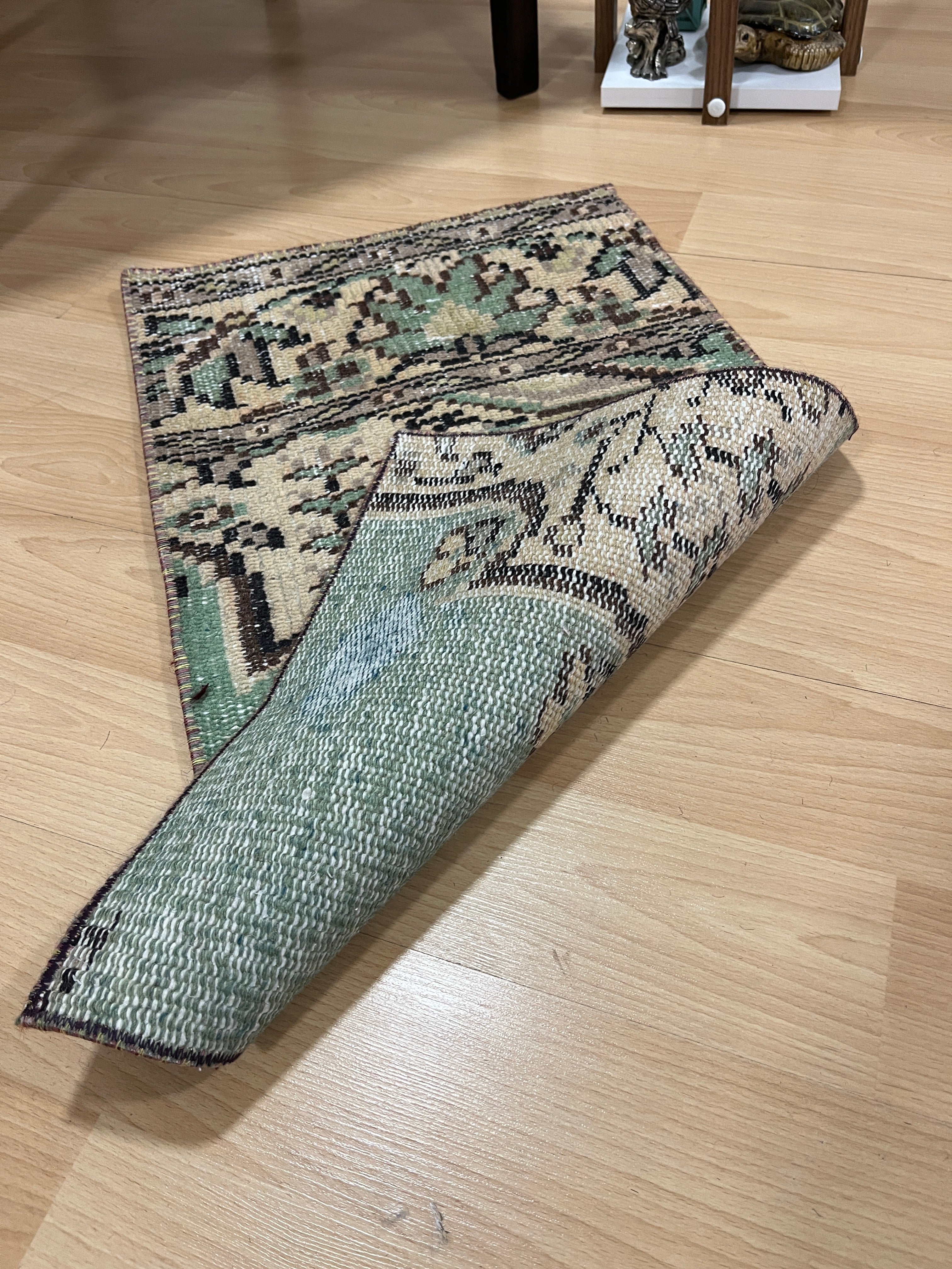 Turkish Vintage Hand-Knotted Wool Rug