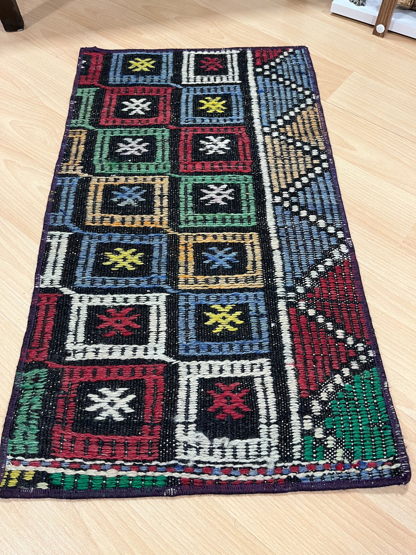 Handwoven Turkish Vintage Kilim (1'4" x 2'4")