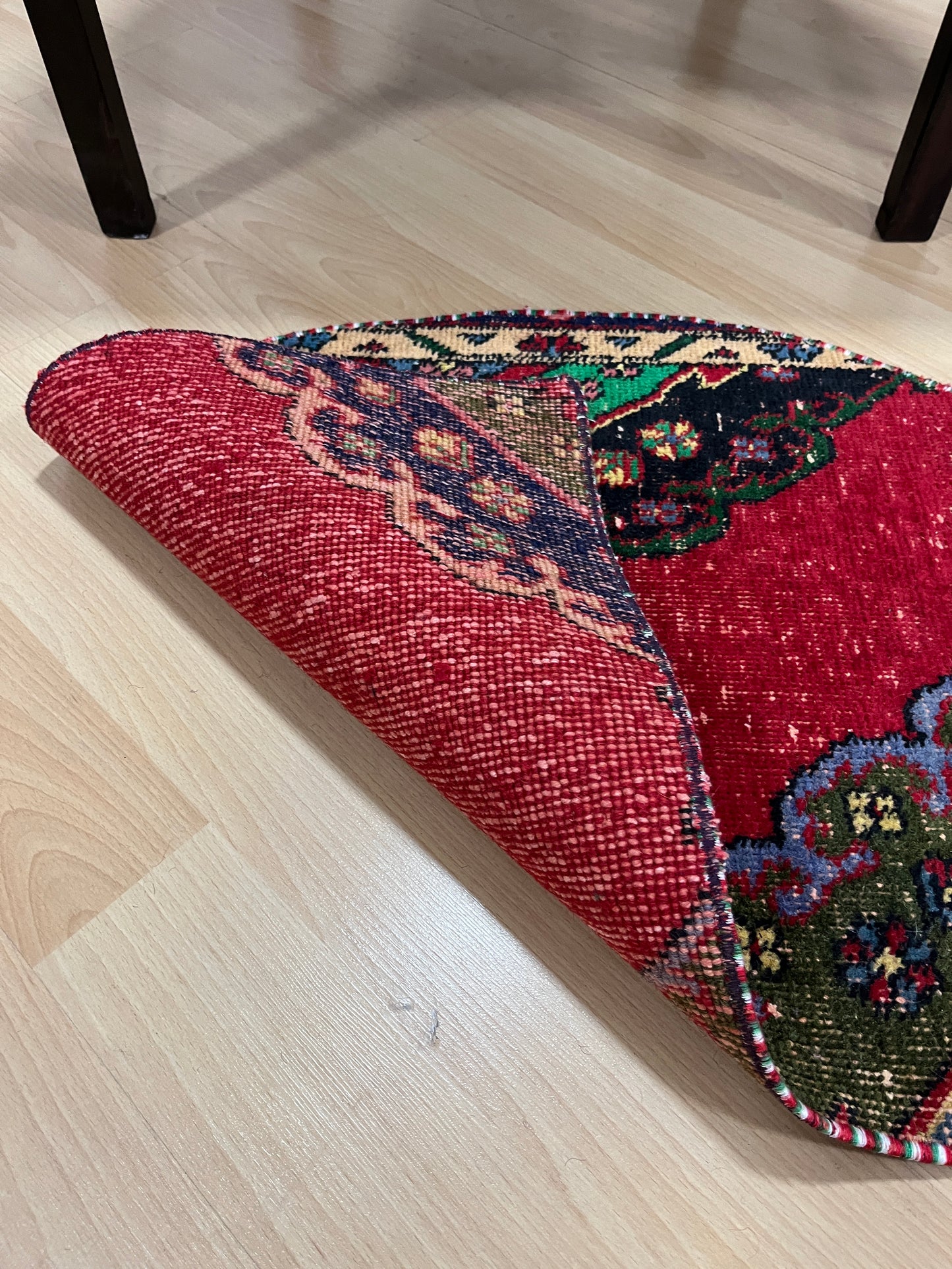 Hand-Knotted Turkish Vintage Doormat (1'8" x 2'8")