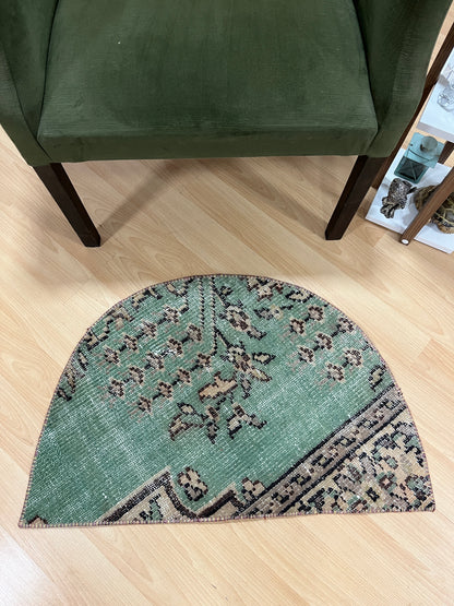 Hand-Knotted Turkish Vintage Doormat (1'8" x 2'8")