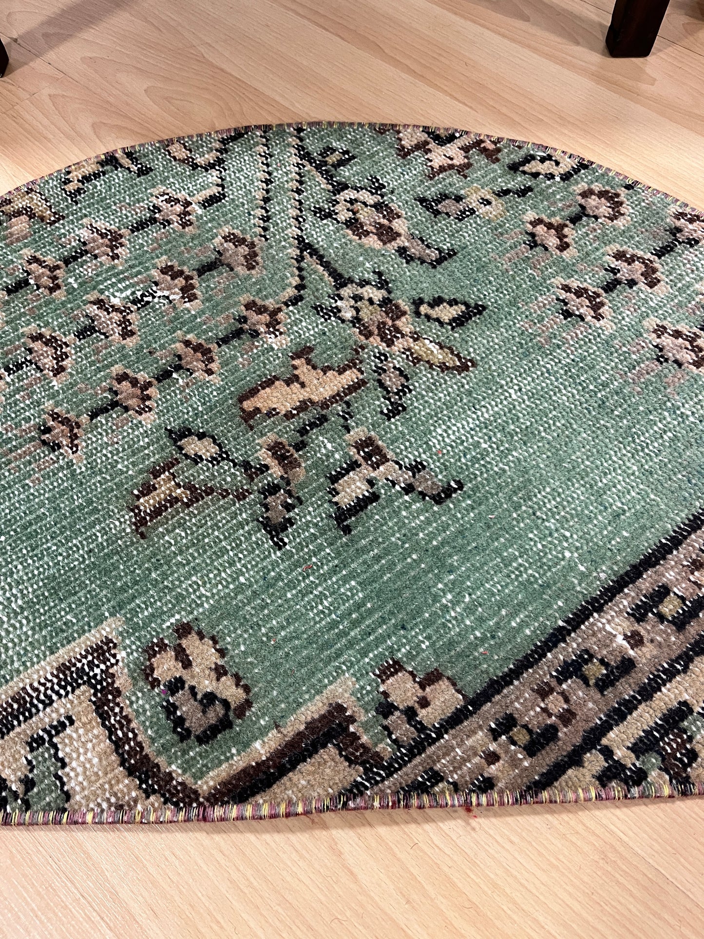 Hand-Knotted Turkish Vintage Doormat (1'8" x 2'8")