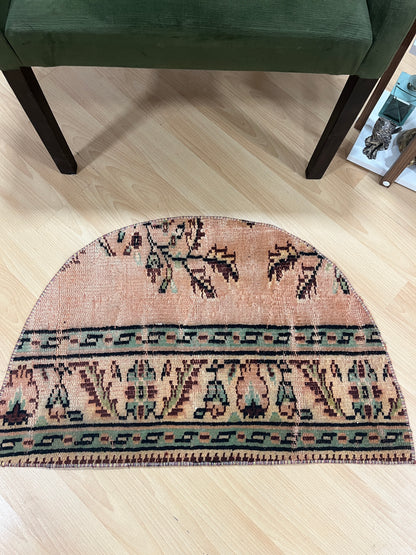 Hand-Knotted Turkish Vintage Doormat (1'8" x 2'8")