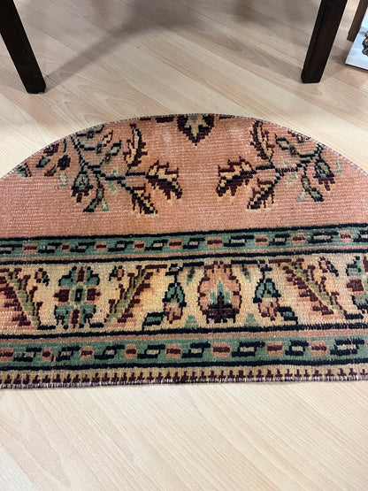 Hand-Knotted Turkish Vintage Doormat (1'8" x 2'8")