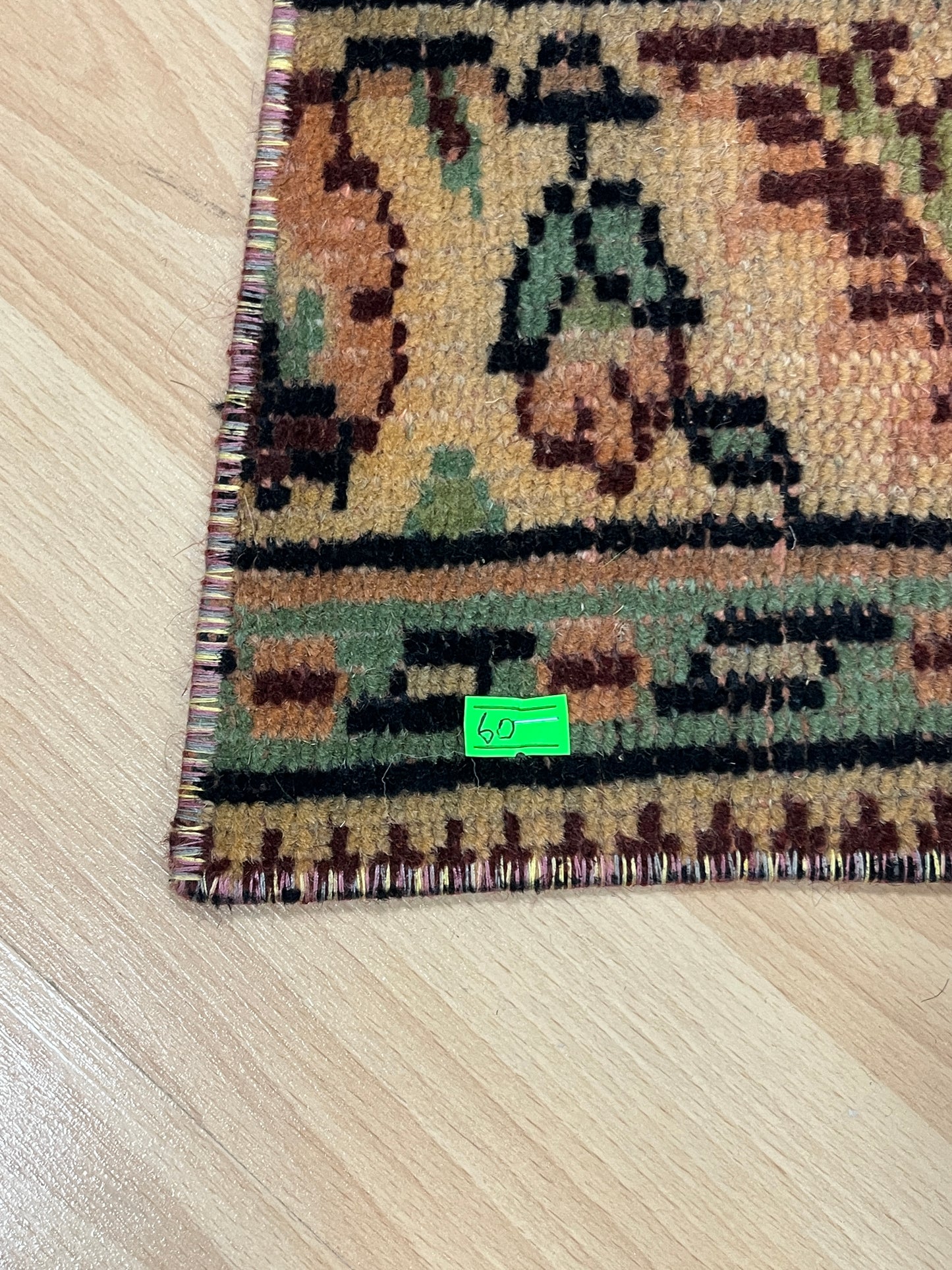 Hand-Knotted Turkish Vintage Doormat (1'8" x 2'8")