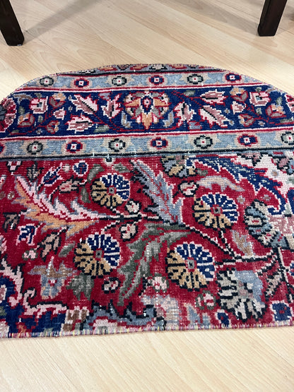 Hand-Knotted Turkish Vintage Doormat (1'8" x 2'8")