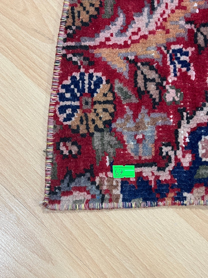 Hand-Knotted Turkish Vintage Doormat (1'8" x 2'8")