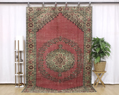 Hand-Knotted Vintage Turkish Rug (5'8" x 8'10")