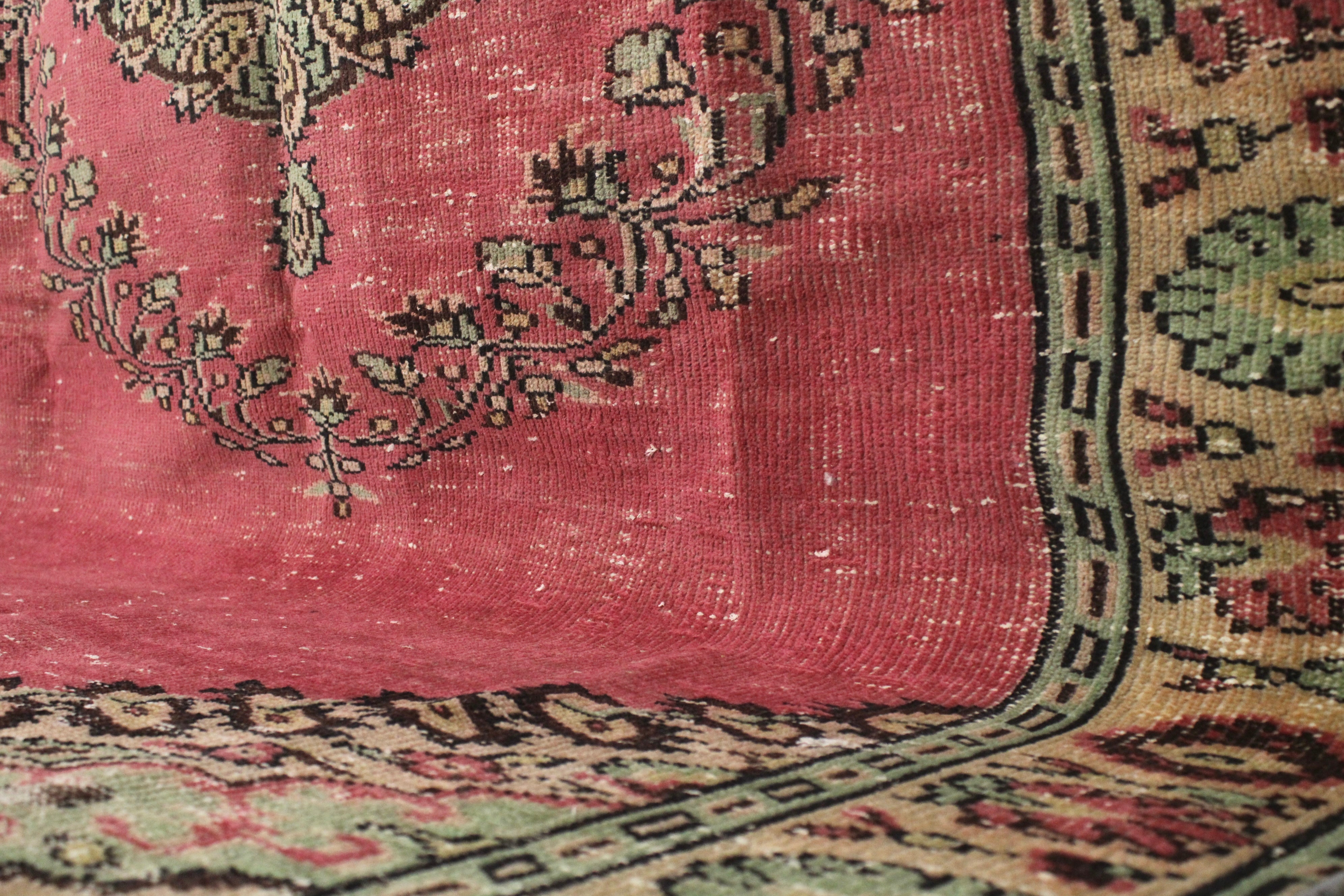 Turkish Vintage Hand-Knotted Wool Rug