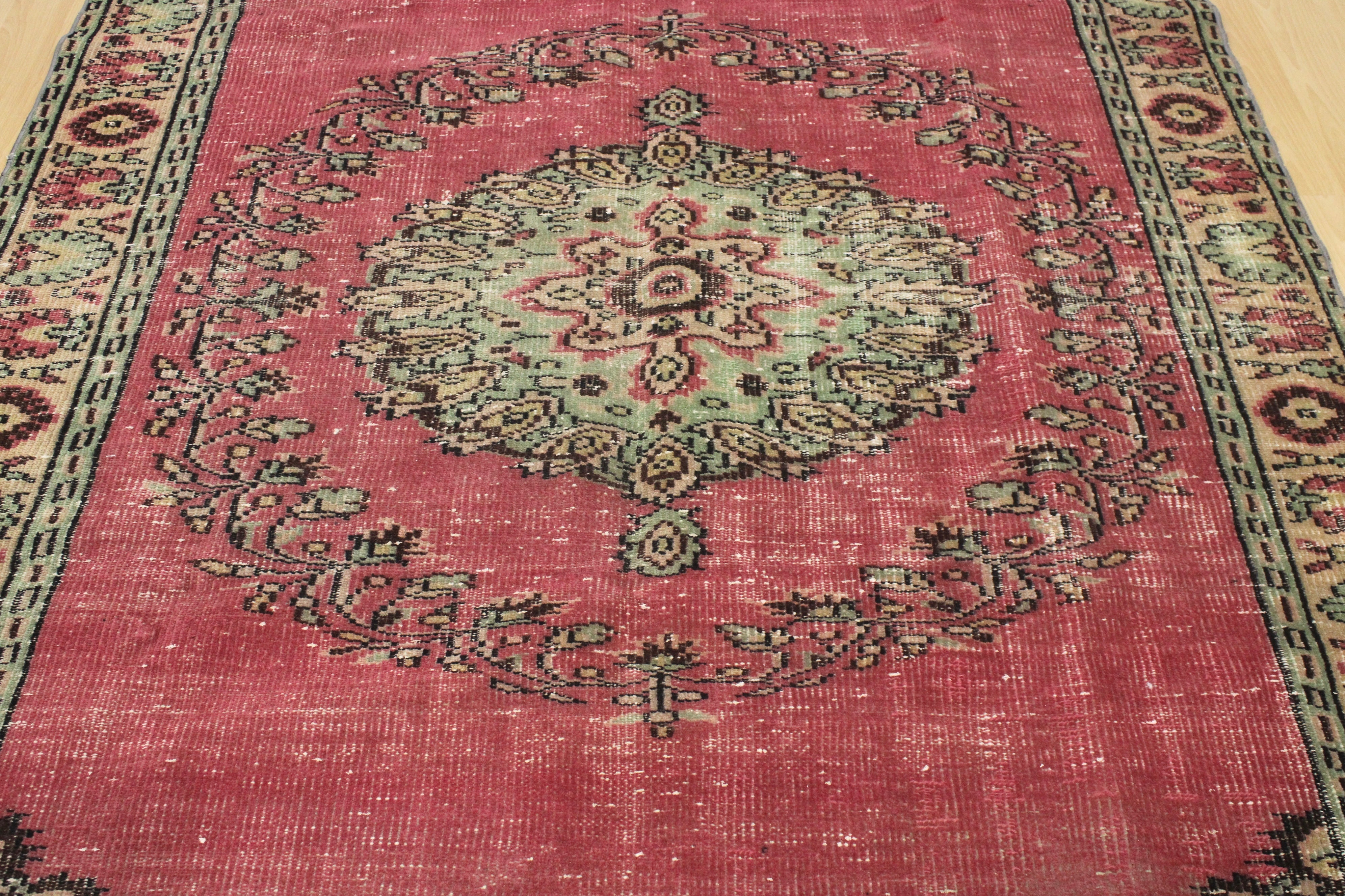 Turkish Vintage Hand-Knotted Wool Rug