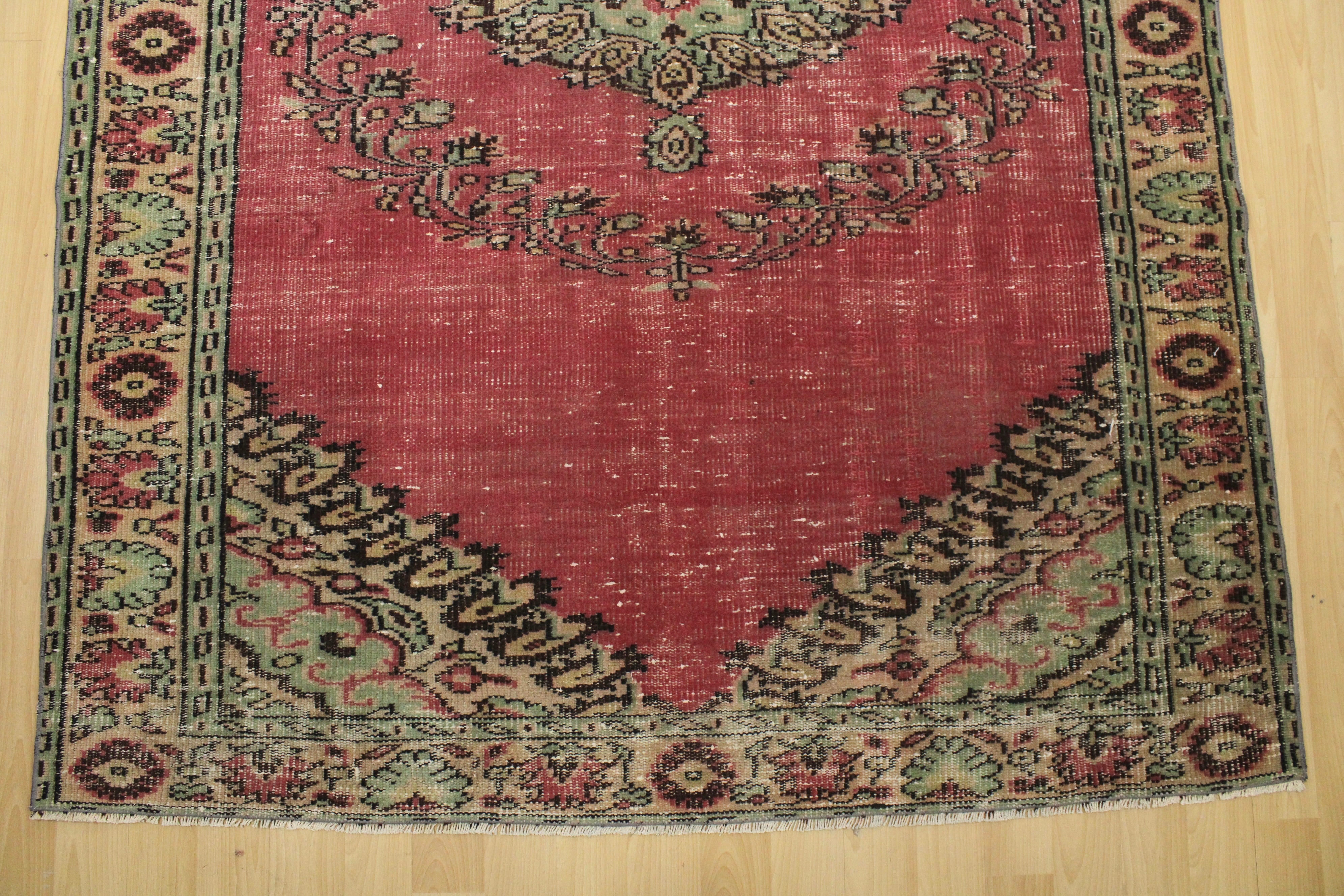 Turkish Vintage Hand-Knotted Wool Rug