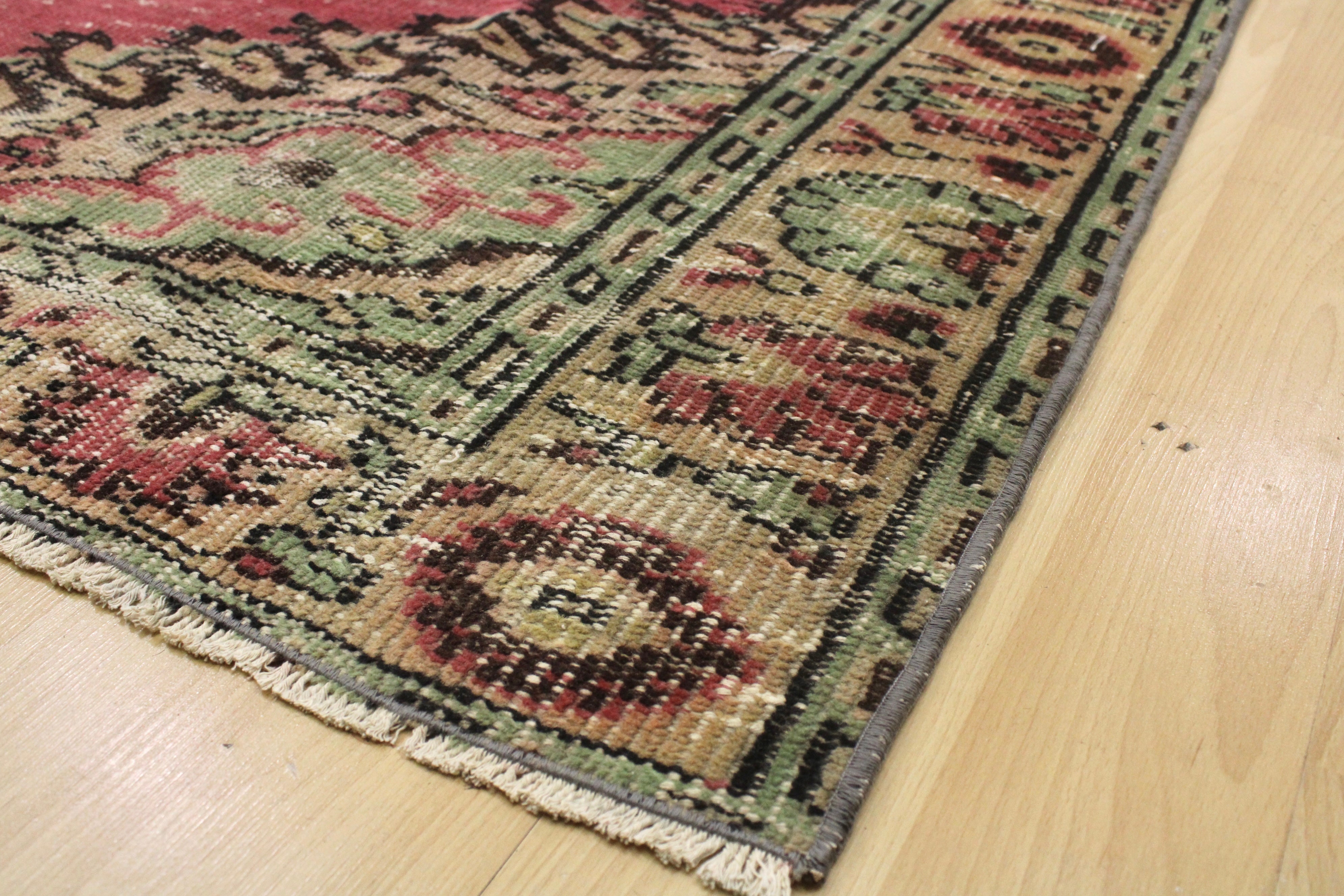 Turkish Vintage Hand-Knotted Wool Rug