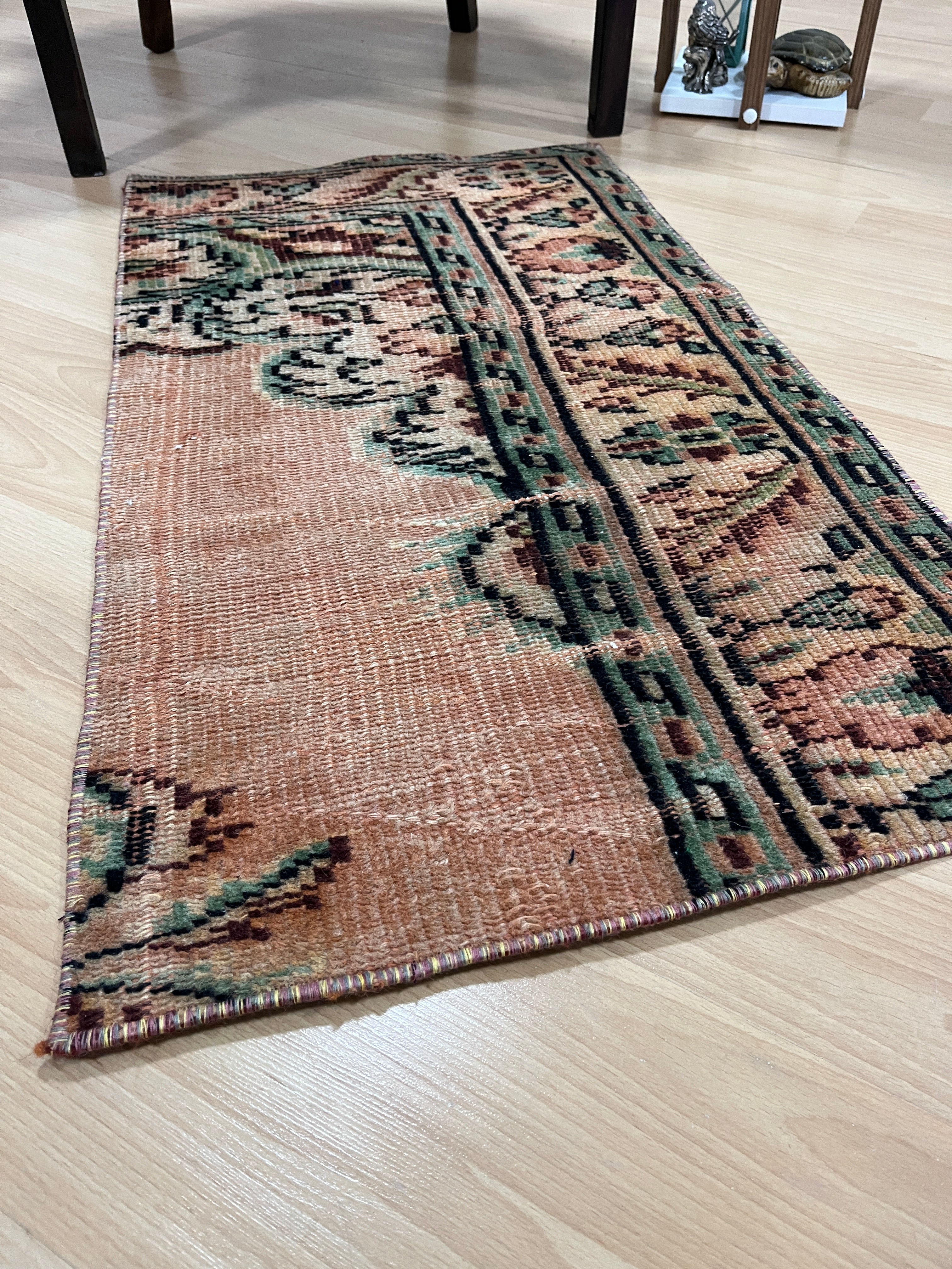 Turkish Vintage Hand-Knotted Wool Rug