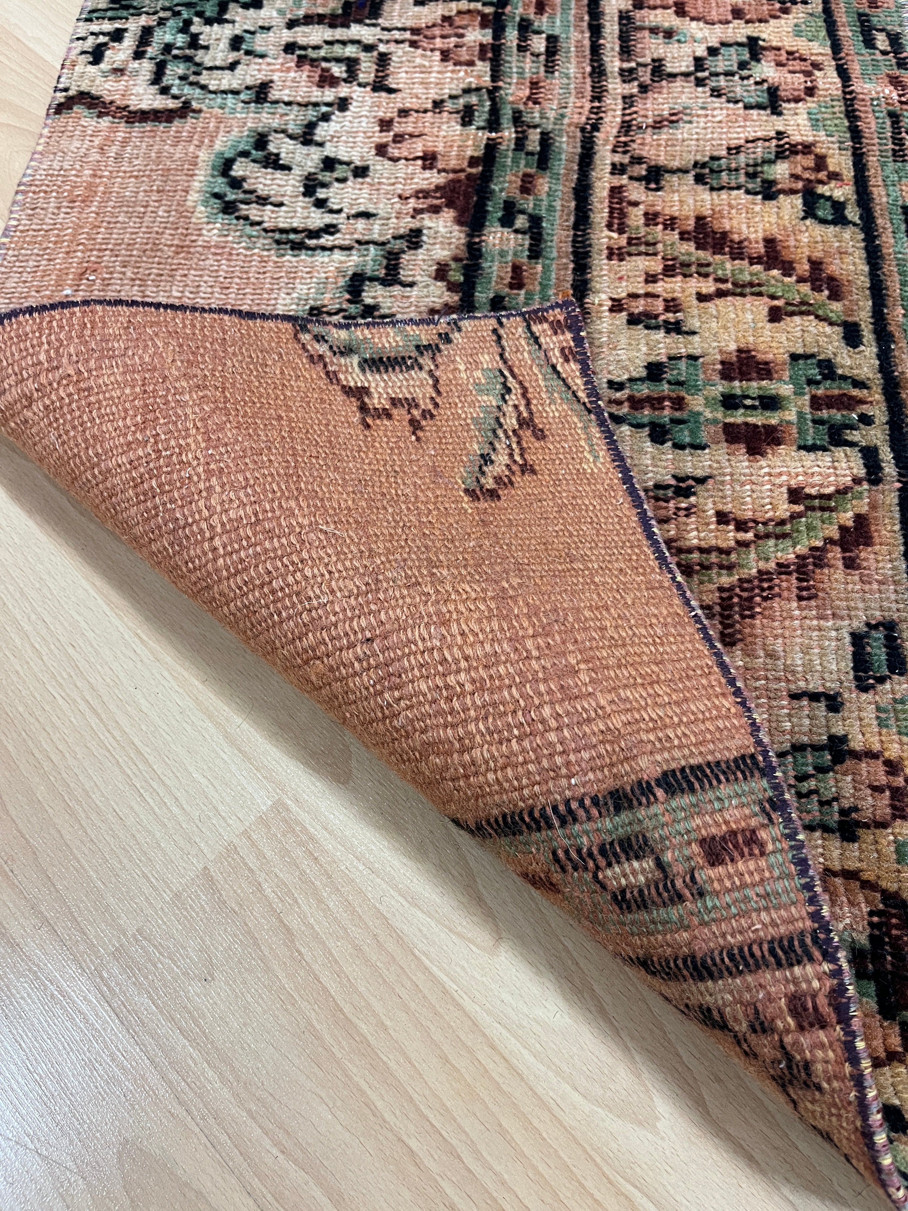 Turkish Vintage Hand-Knotted Wool Rug