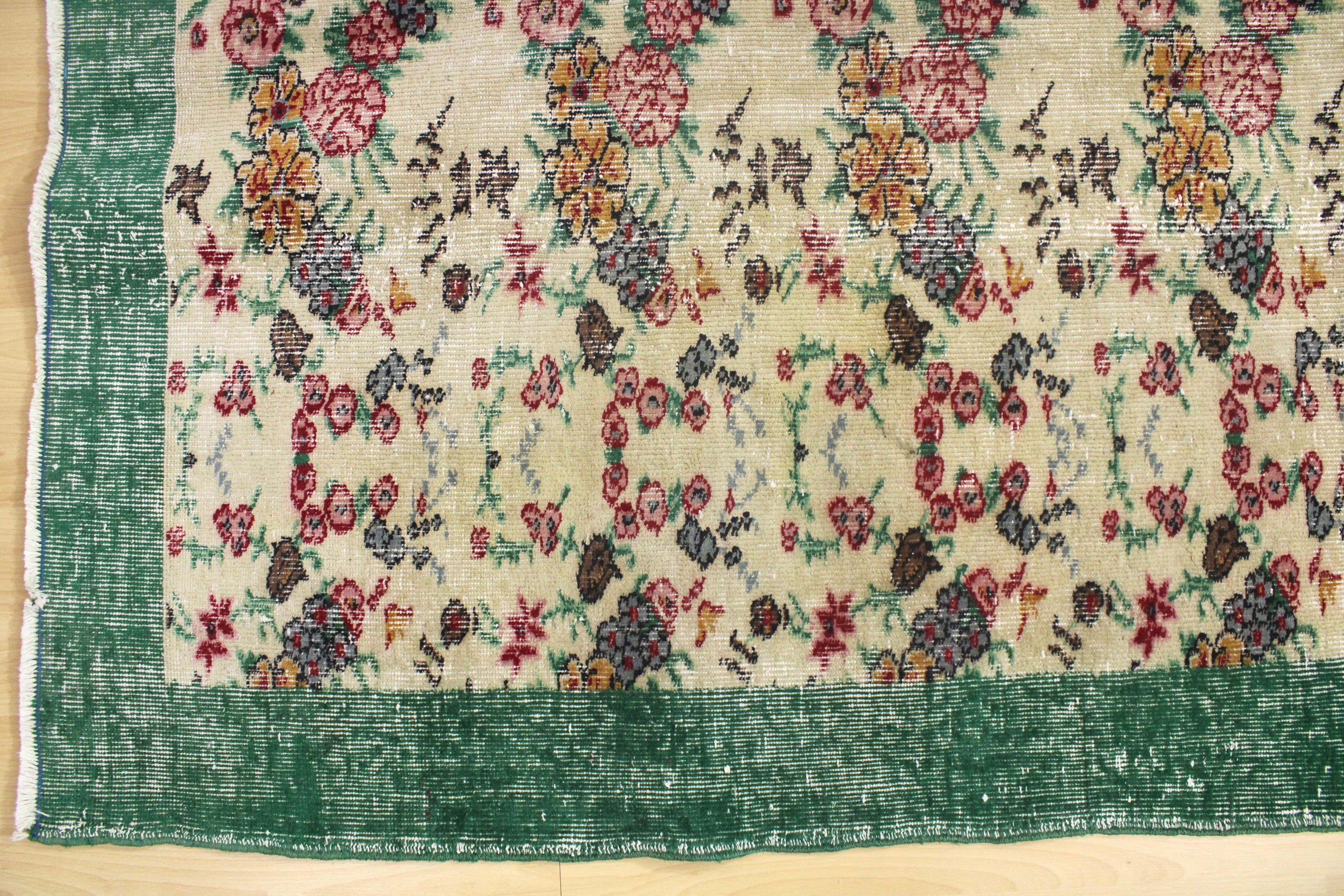 Turkish Vintage Hand-Knotted Wool Rug