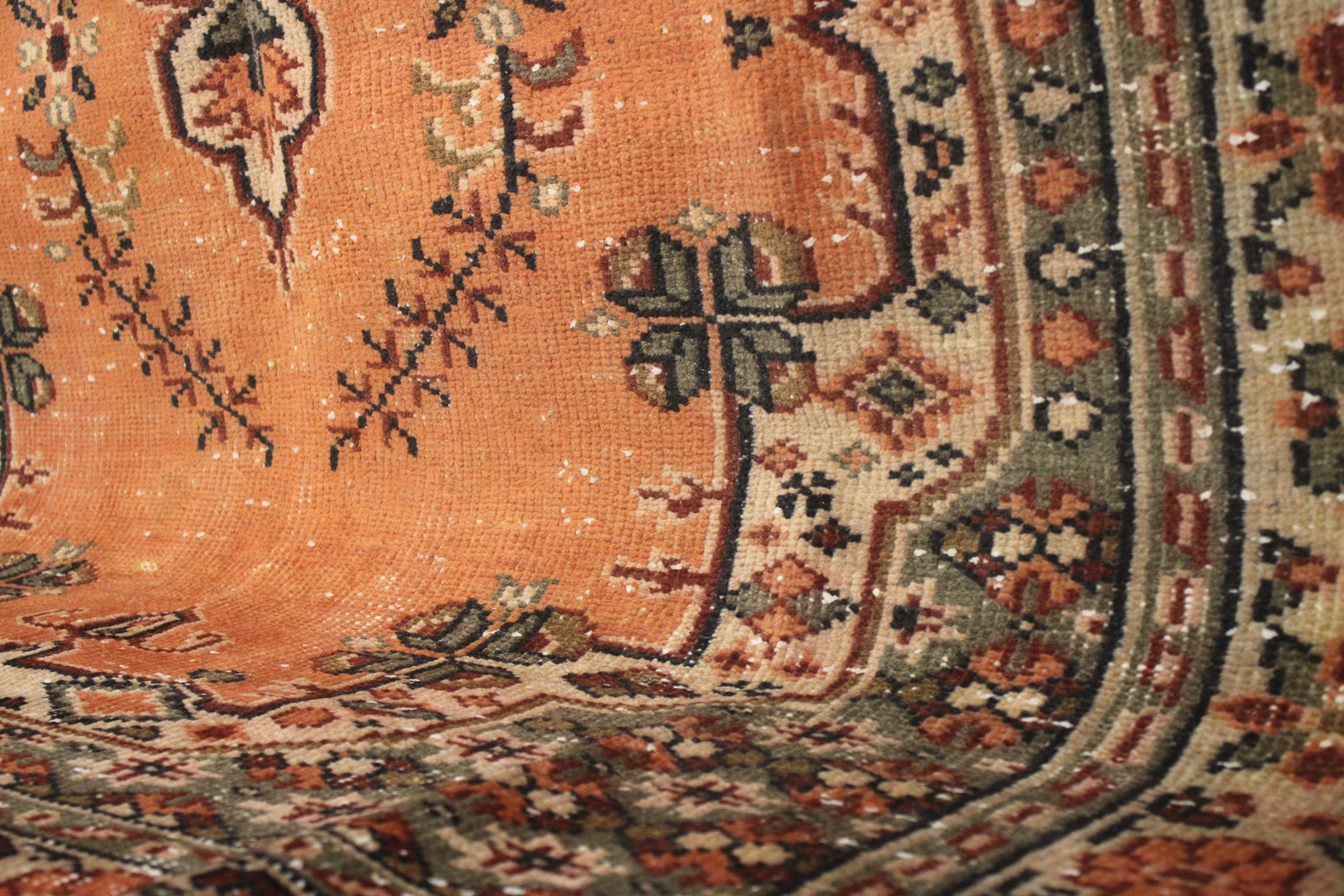 Turkish Vintage Hand-Knotted Wool Rug