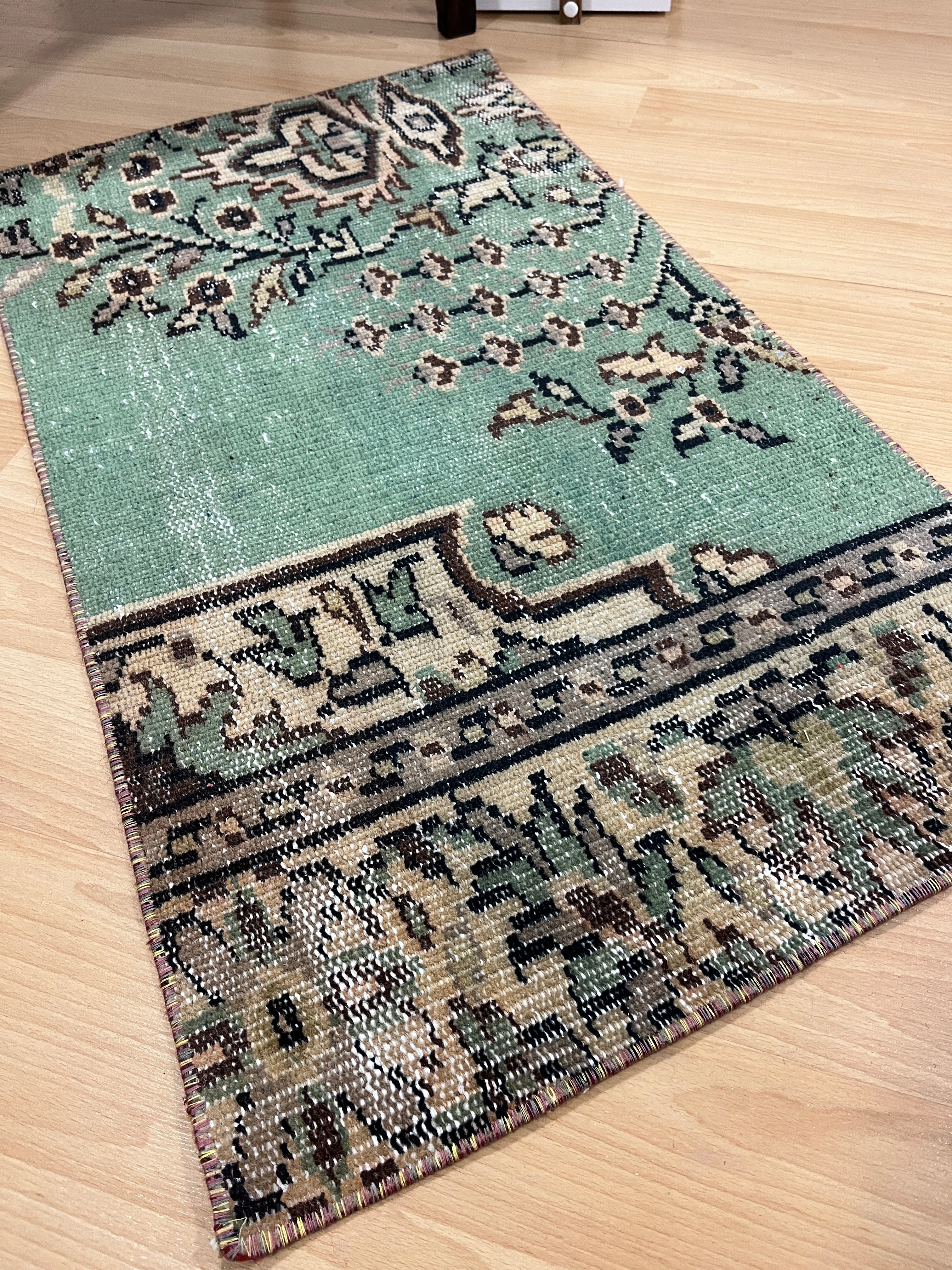 Turkish Vintage Hand-Knotted Wool Rug