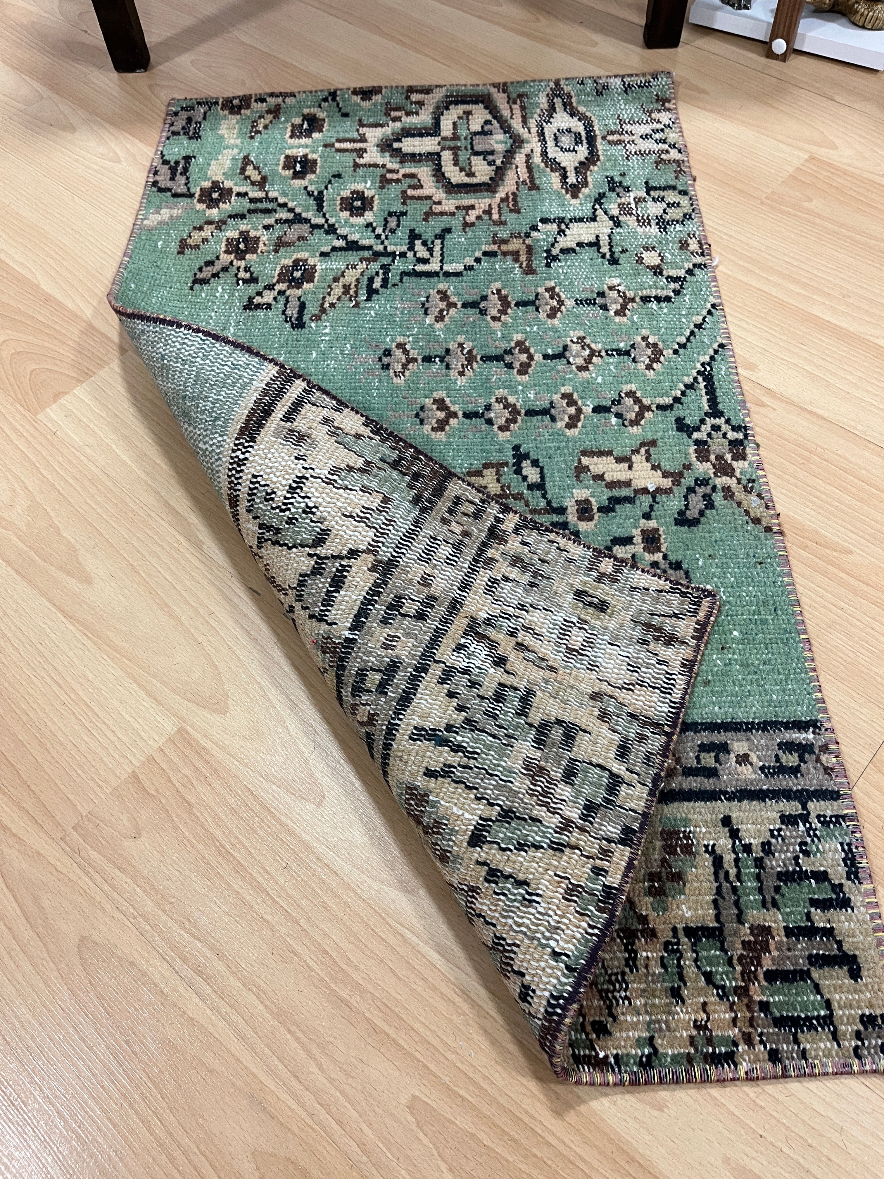 Turkish Vintage Hand-Knotted Wool Rug