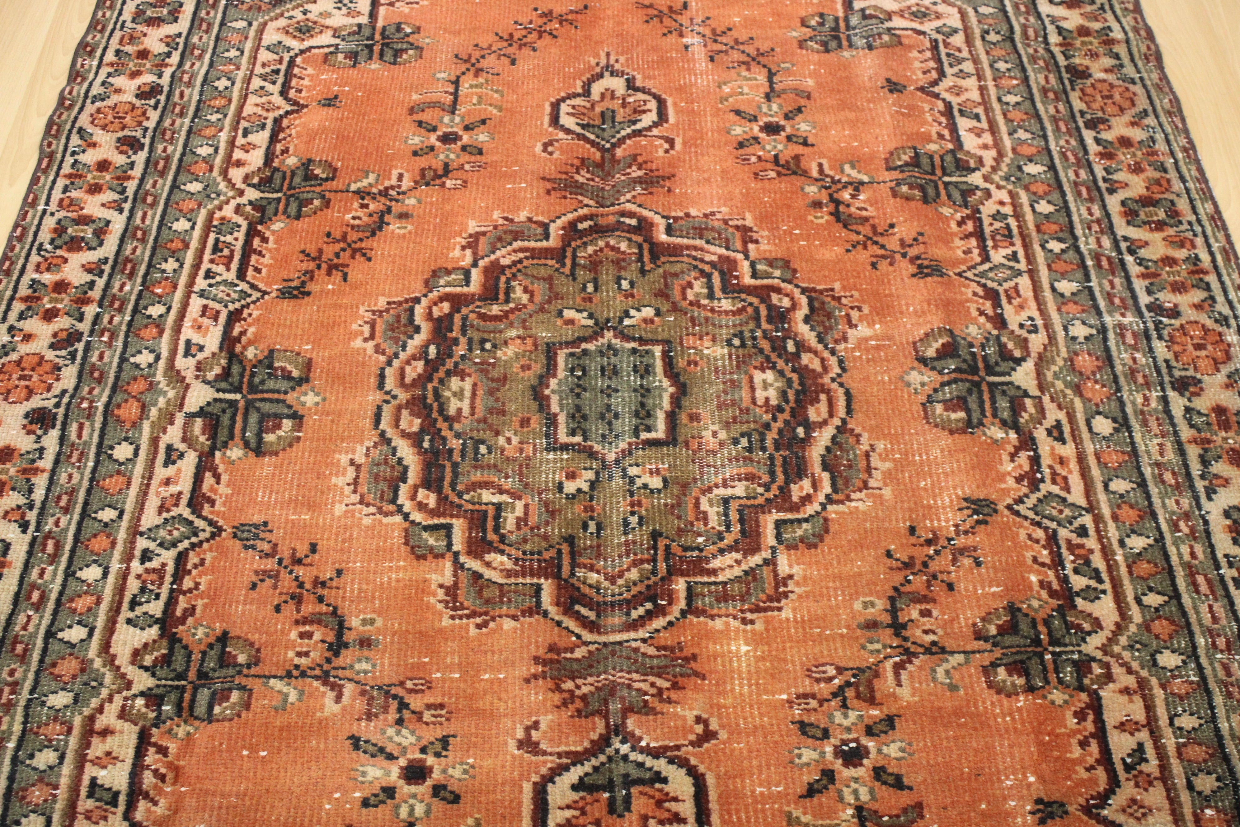 Turkish Vintage Hand-Knotted Wool Rug