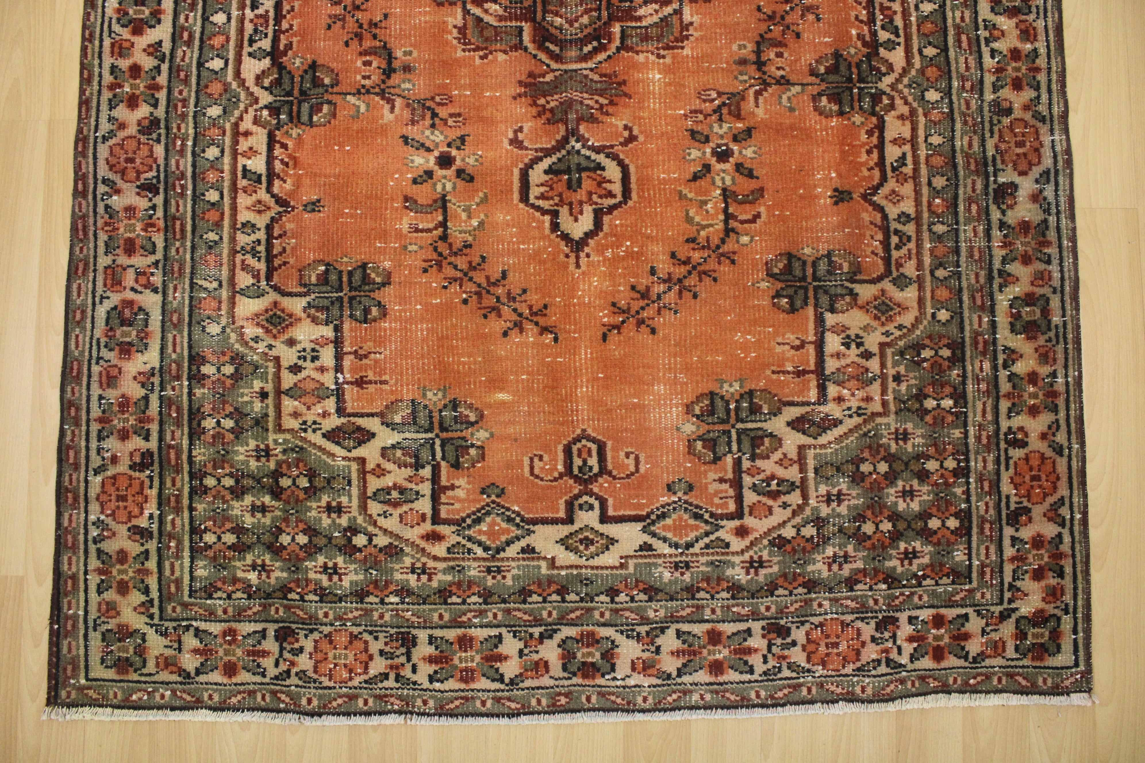 Turkish Vintage Hand-Knotted Wool Rug
