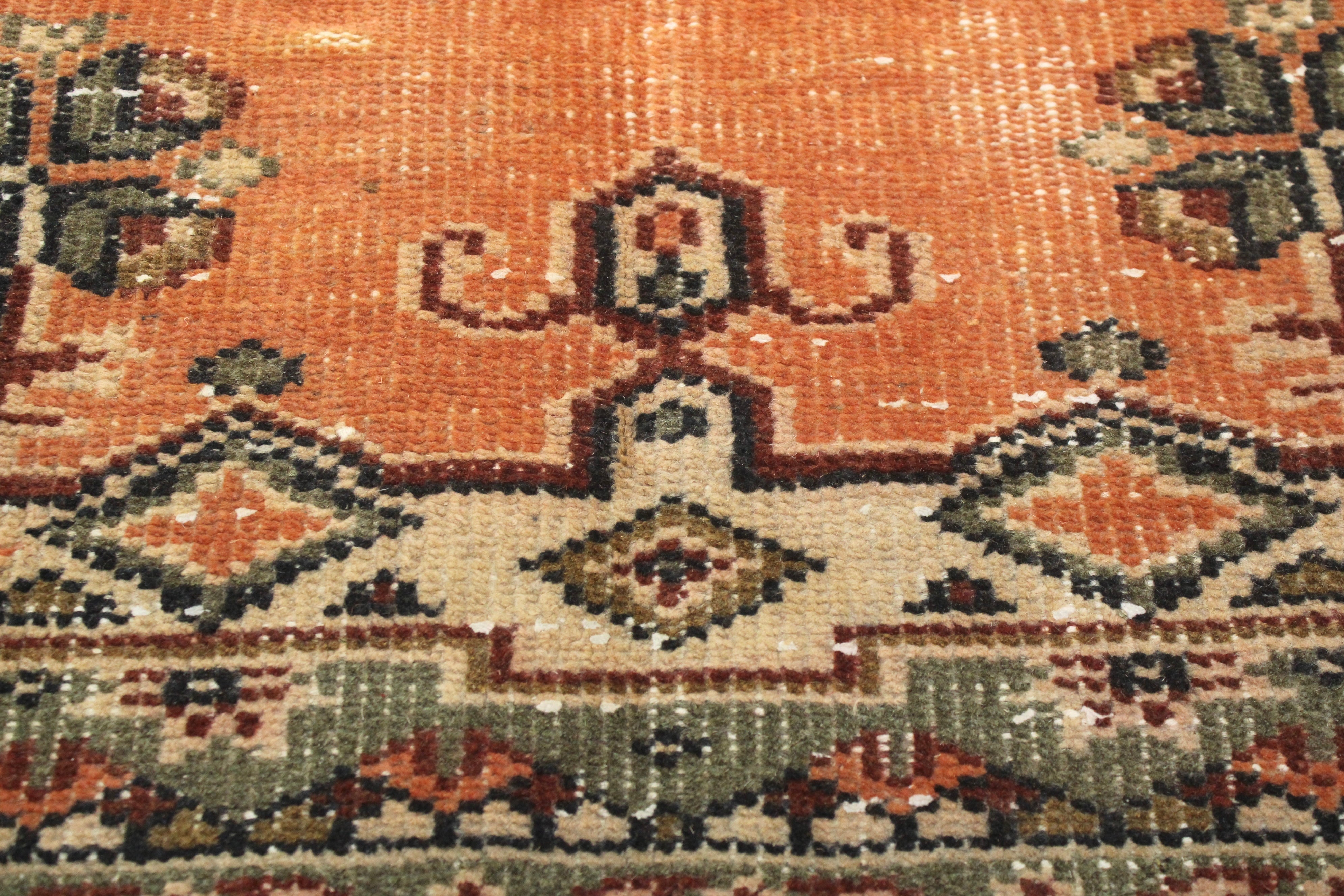 Turkish Vintage Hand-Knotted Wool Rug