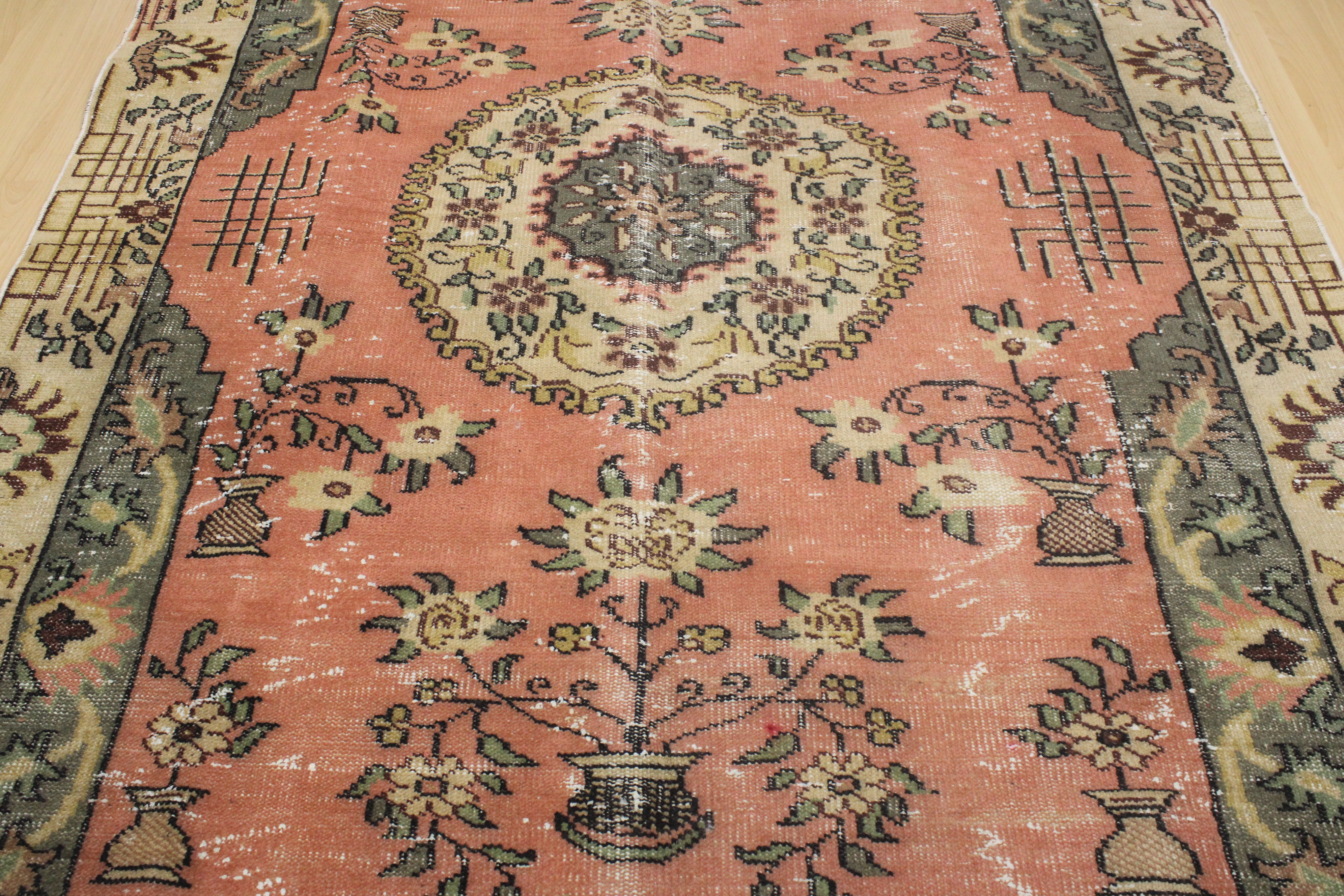 Turkish Vintage Hand-Knotted Wool Rug