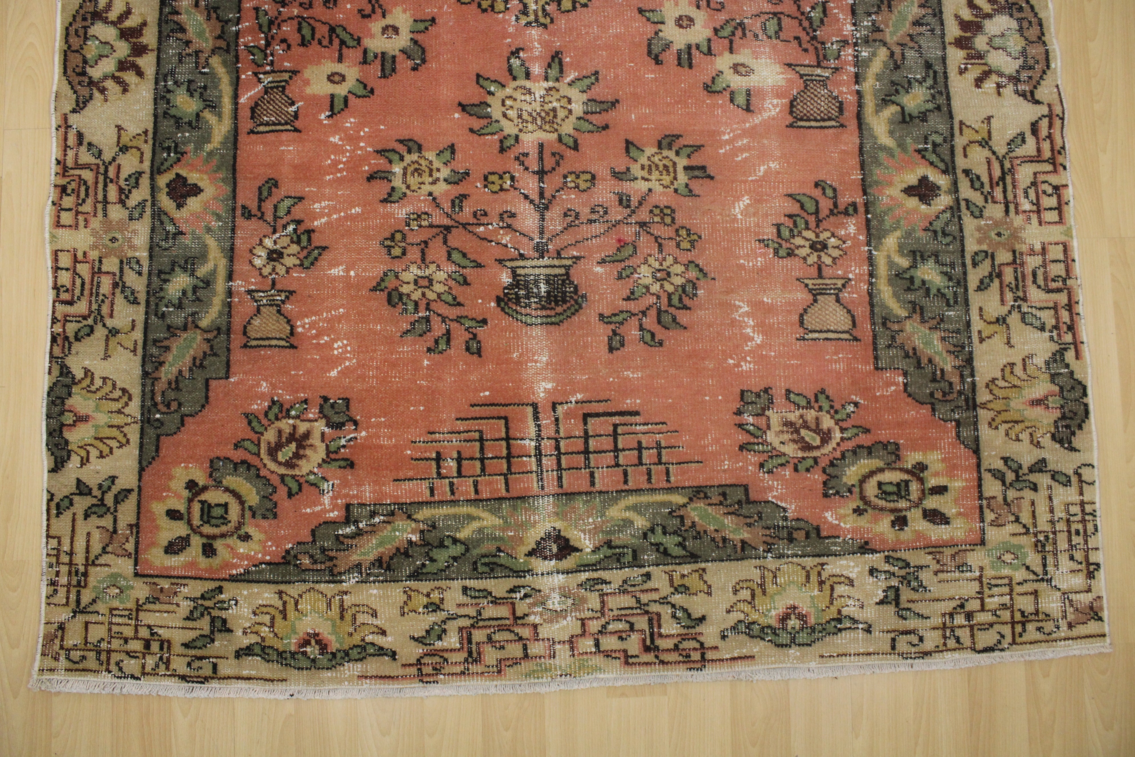 Turkish Vintage Hand-Knotted Wool Rug