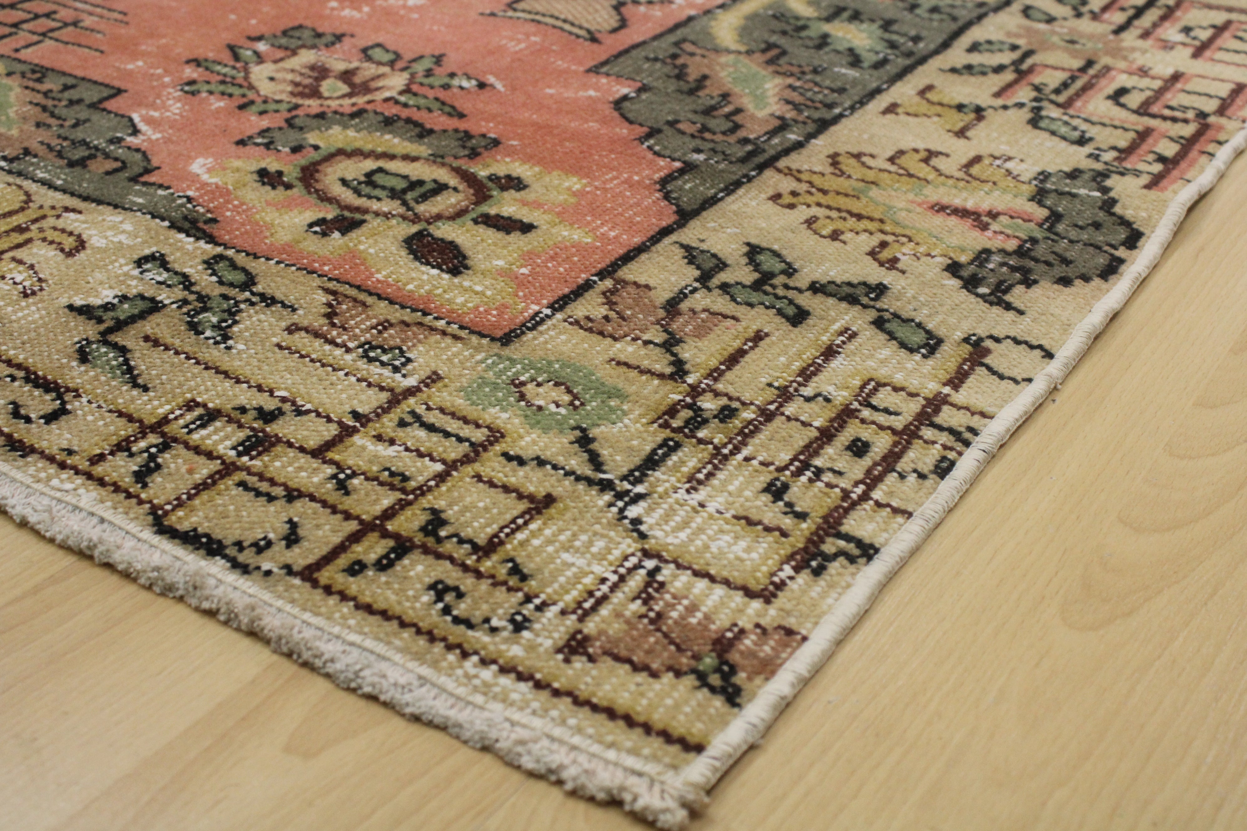 Turkish Vintage Hand-Knotted Wool Rug