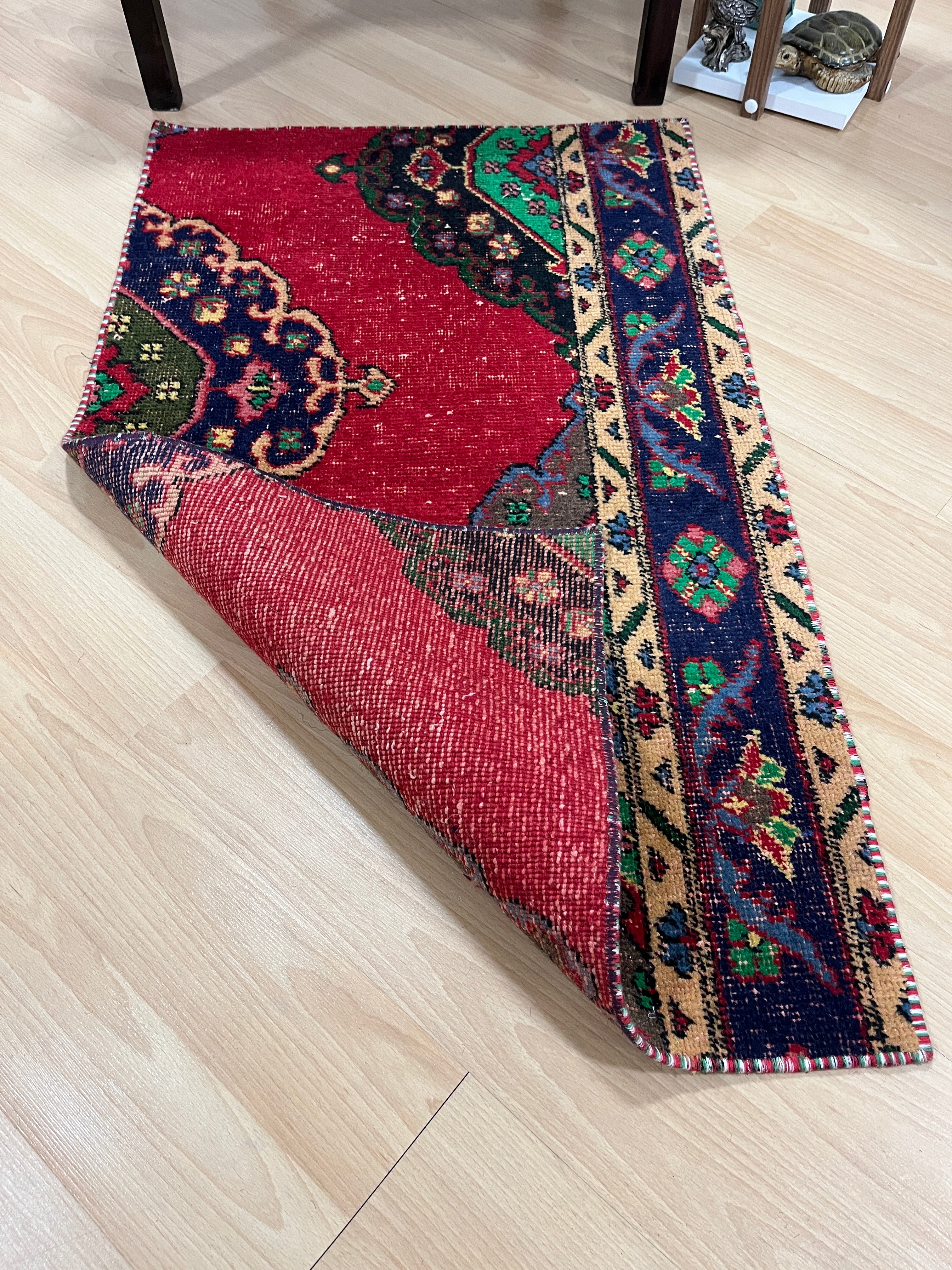 Turkish Vintage Hand-Knotted Wool Rug