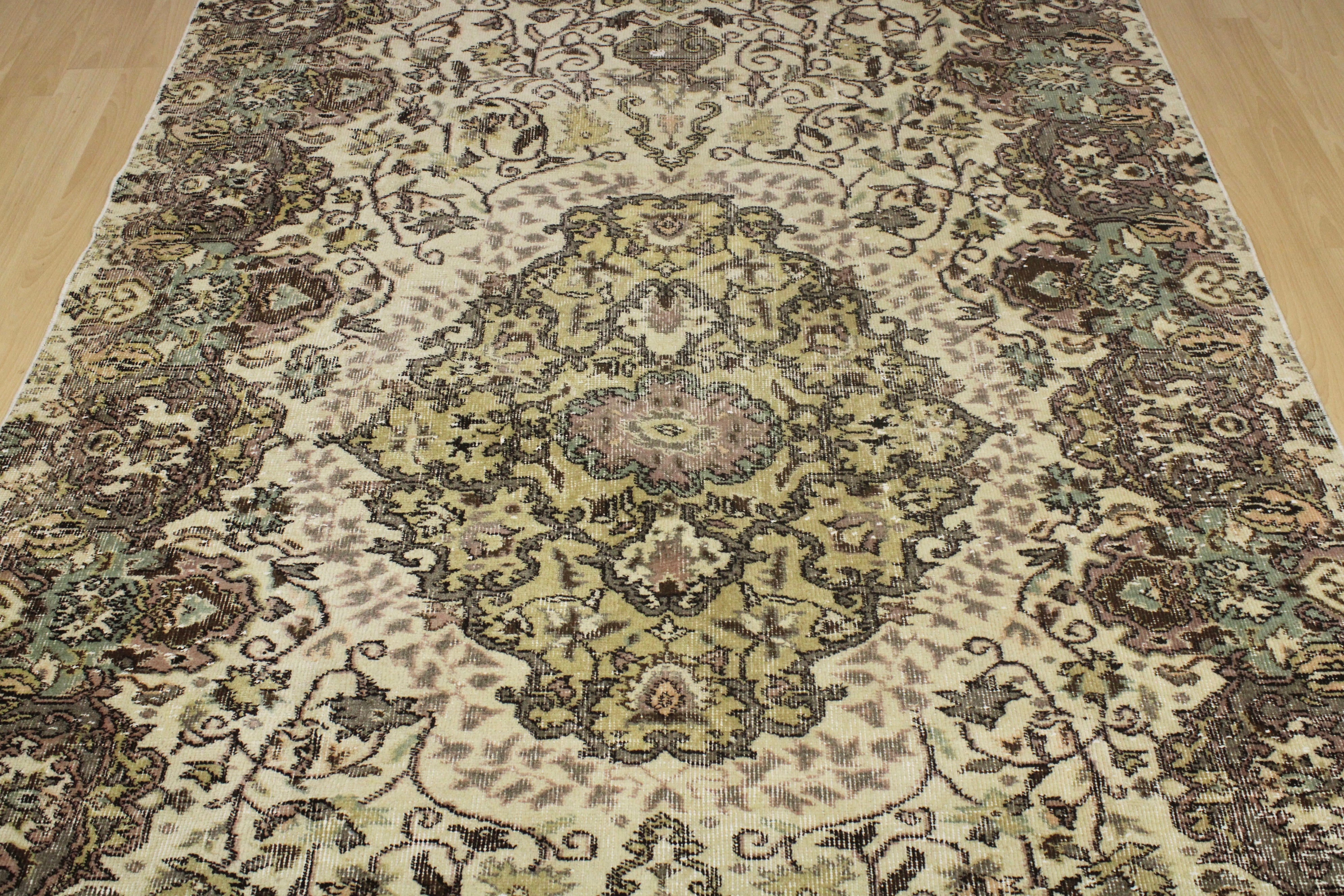 Turkish Vintage Hand-Knotted Wool Rug