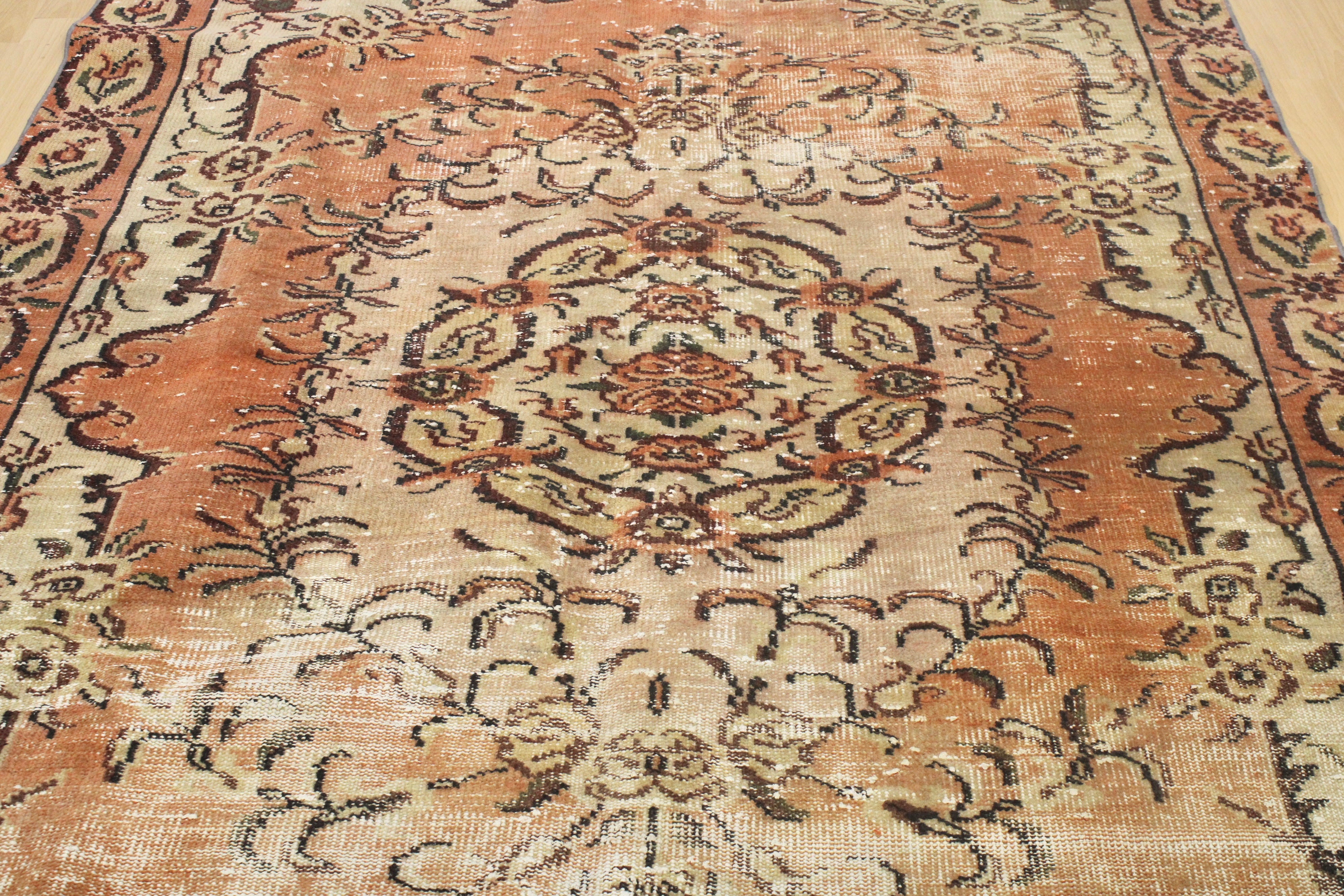 Turkish Vintage Hand-Knotted Wool Rug
