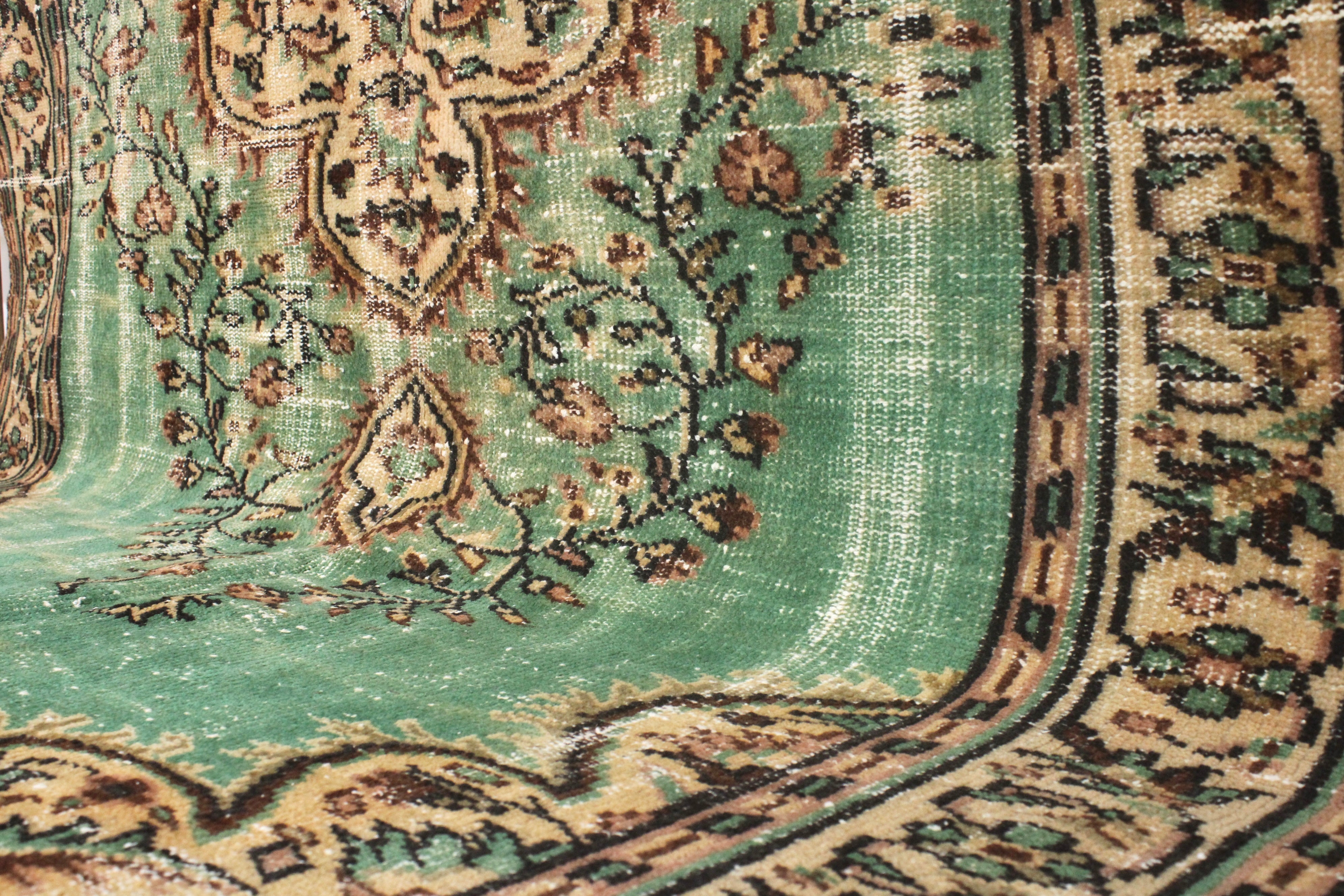 Turkish Vintage Hand-Knotted Wool Rug