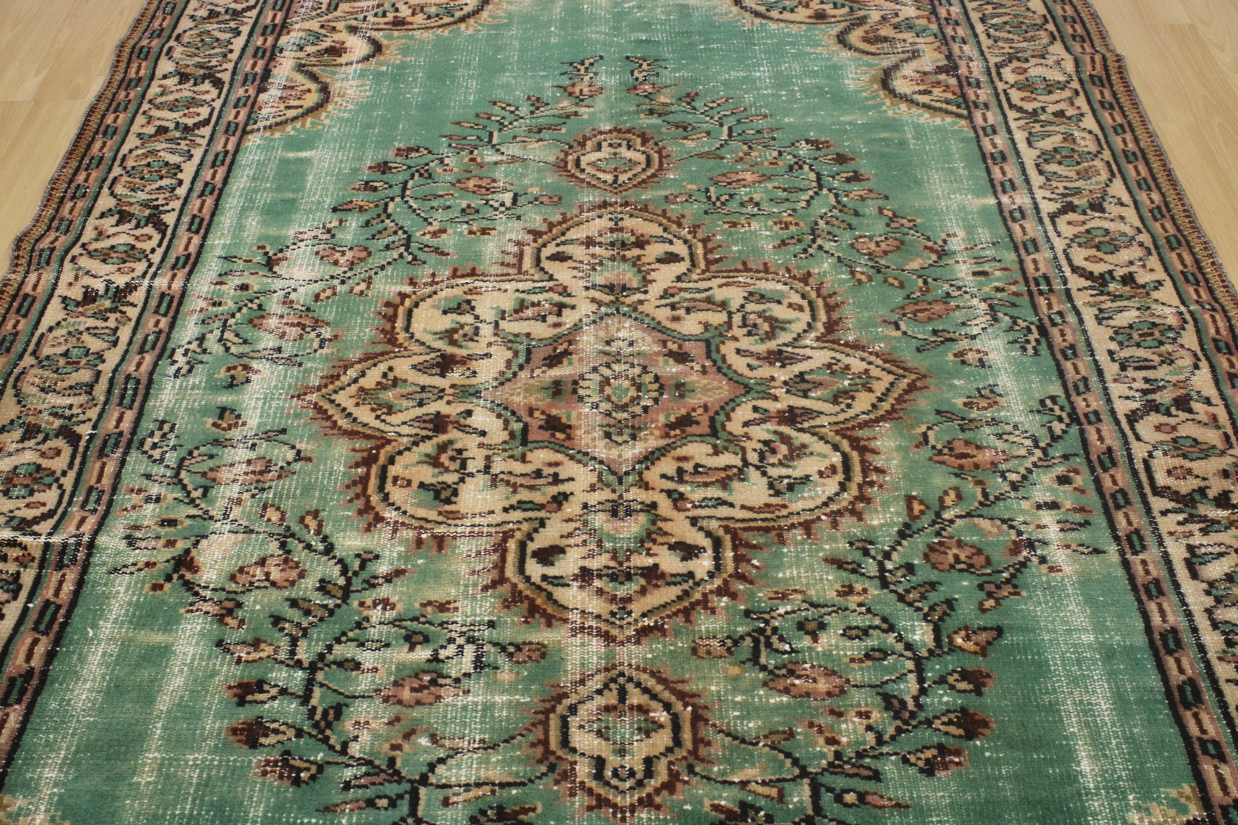 Turkish Vintage Hand-Knotted Wool Rug